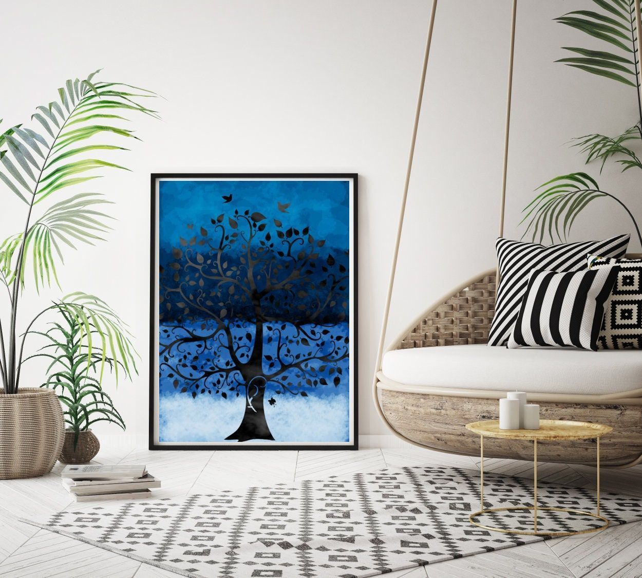 1250x1125 Bodhi Tree in a Dark Night Yoga and Meditation Room Wall Art