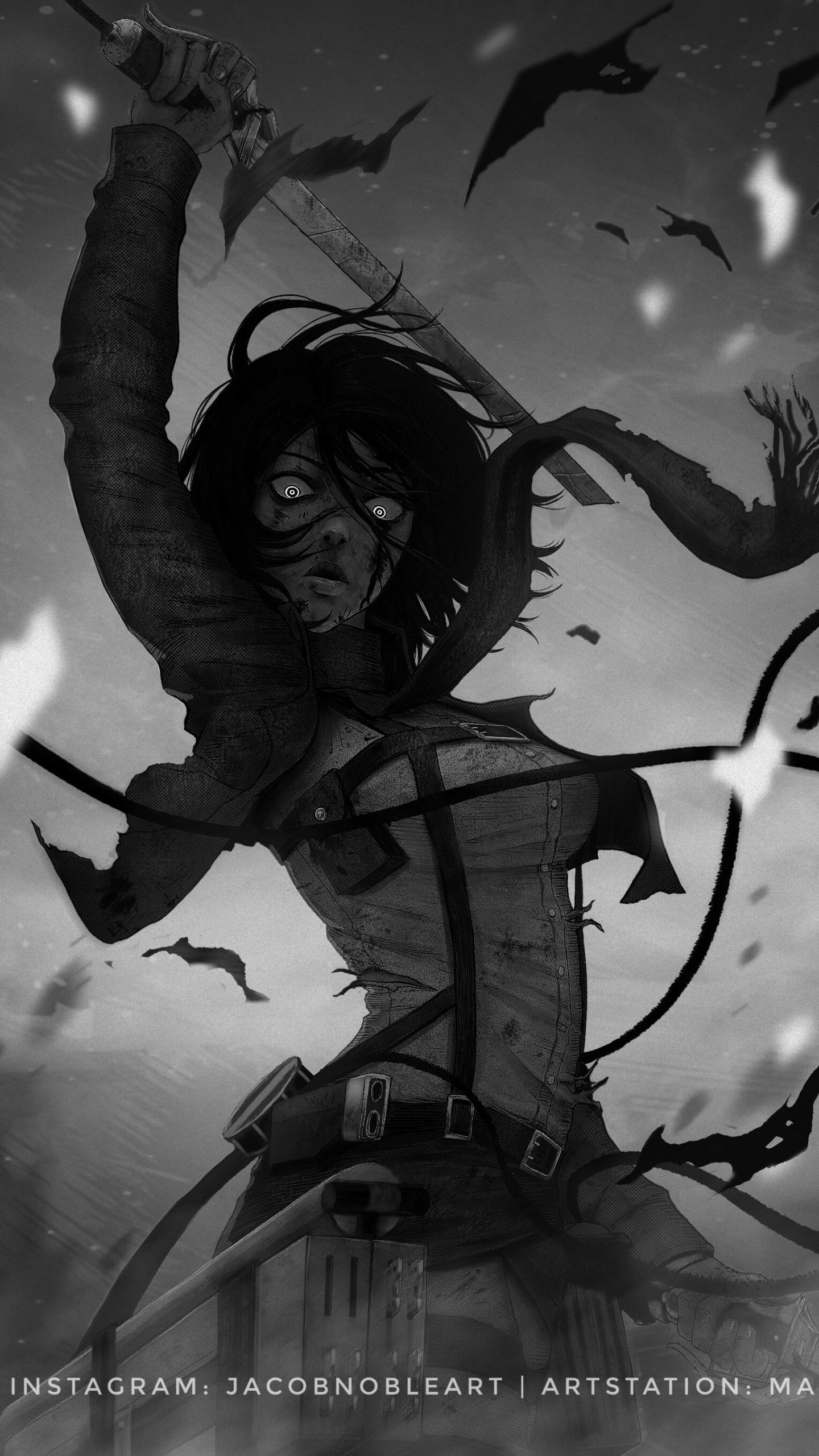 1440x2560 HD desktop wallpaper: Anime, Mikasa Ackerman, Attack On Titan download free picture