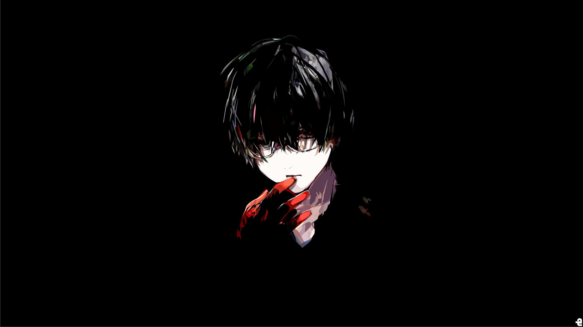 1920x1080 anime boys, dark hair, glasses, face, black background, anime, simple background, dark Gallery HD Wallpaper