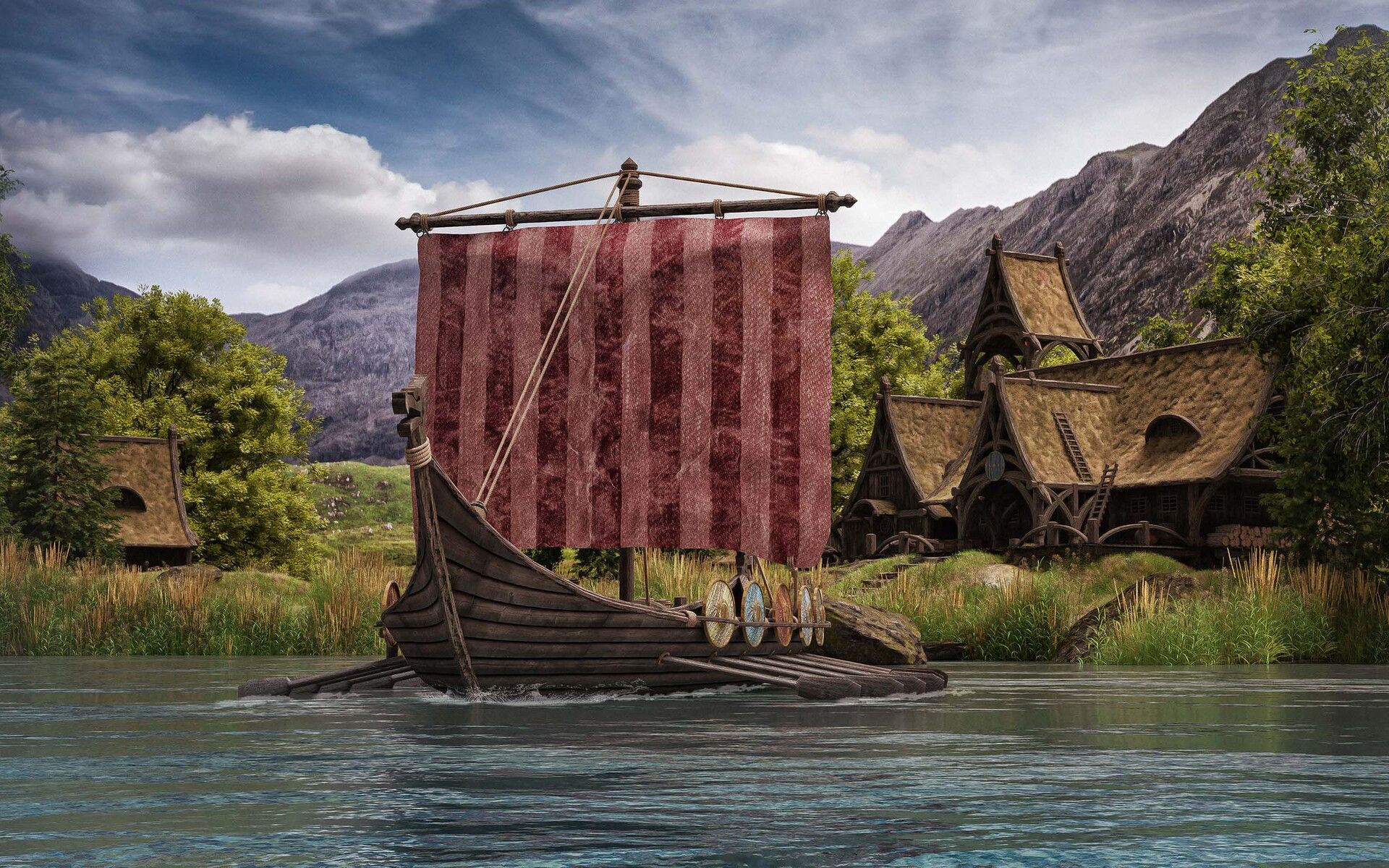 1920x1200 Fantasy Viking Village