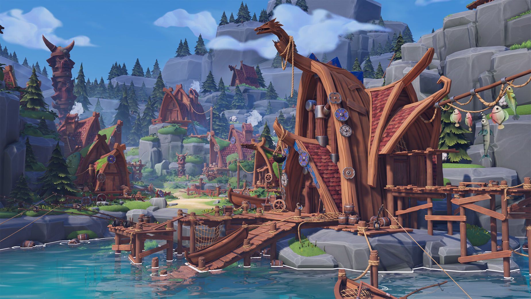1849x1040 Stylized Viking Village: Water, Materials, Lighting