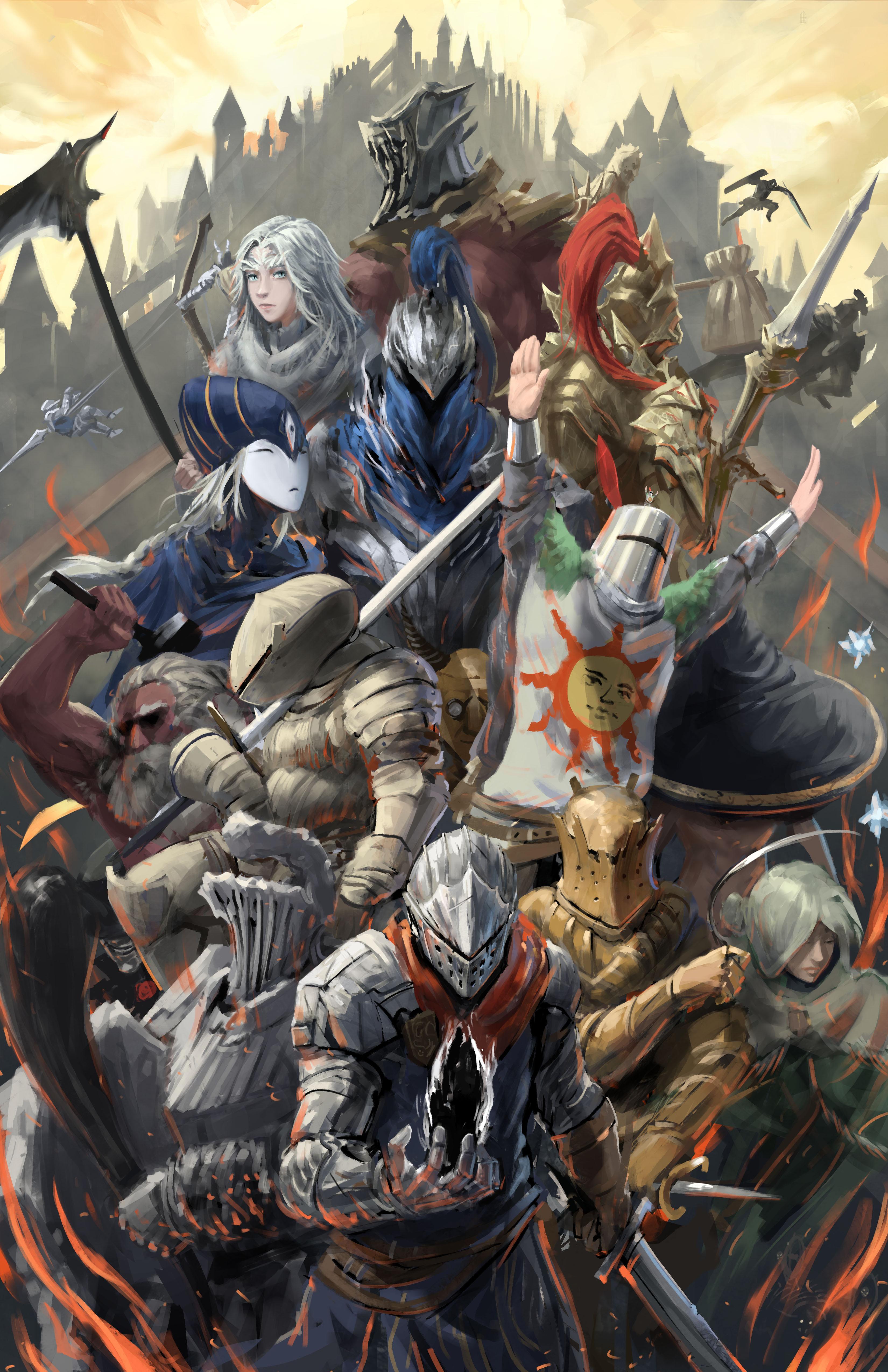 3300x5100 I drew the cast of Dark Souls in anticipation for the remaster!