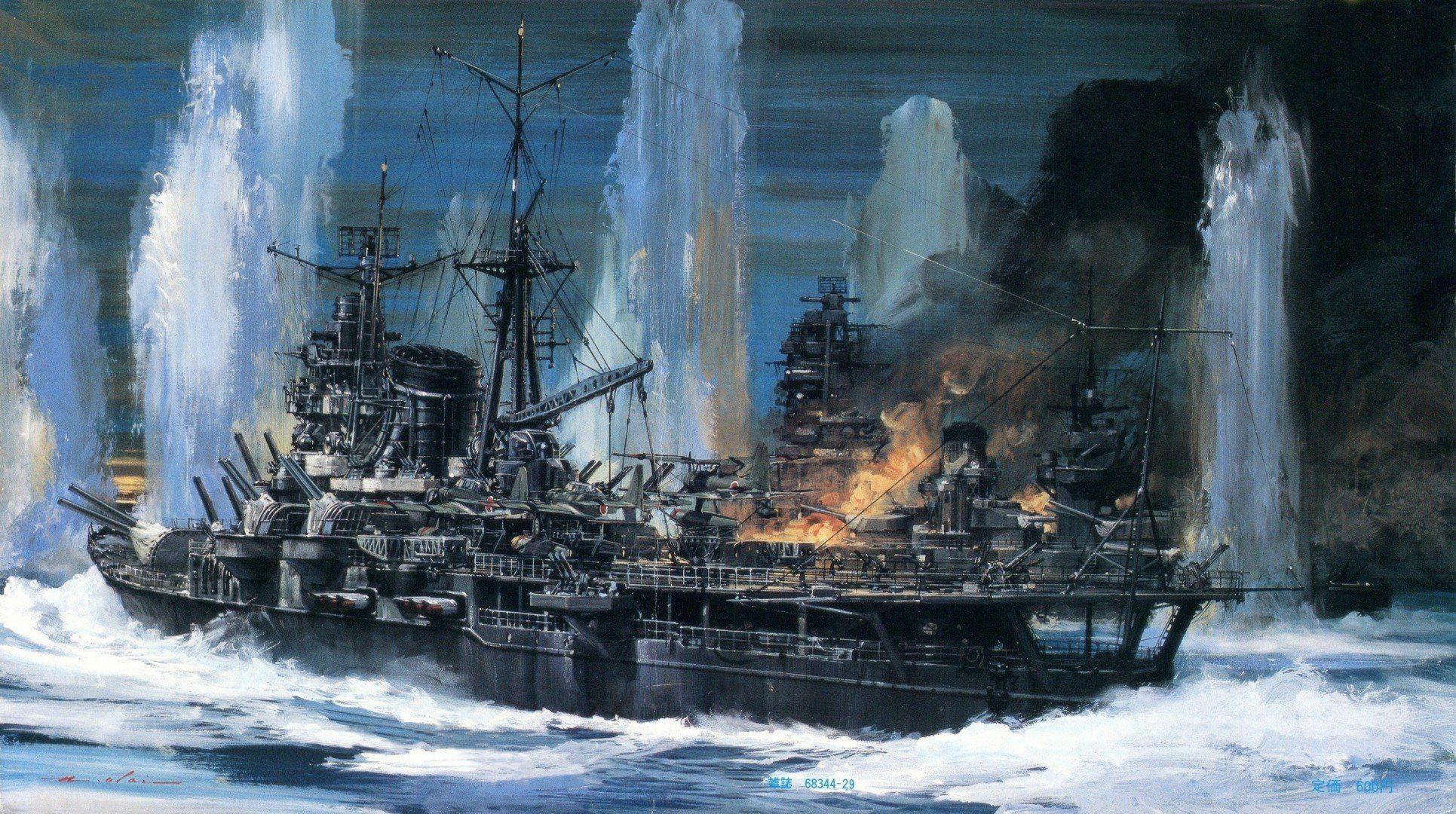 1931x1080 battleship canvas pattern sea battle heavy cruiser ww2 oil HD wallpaper