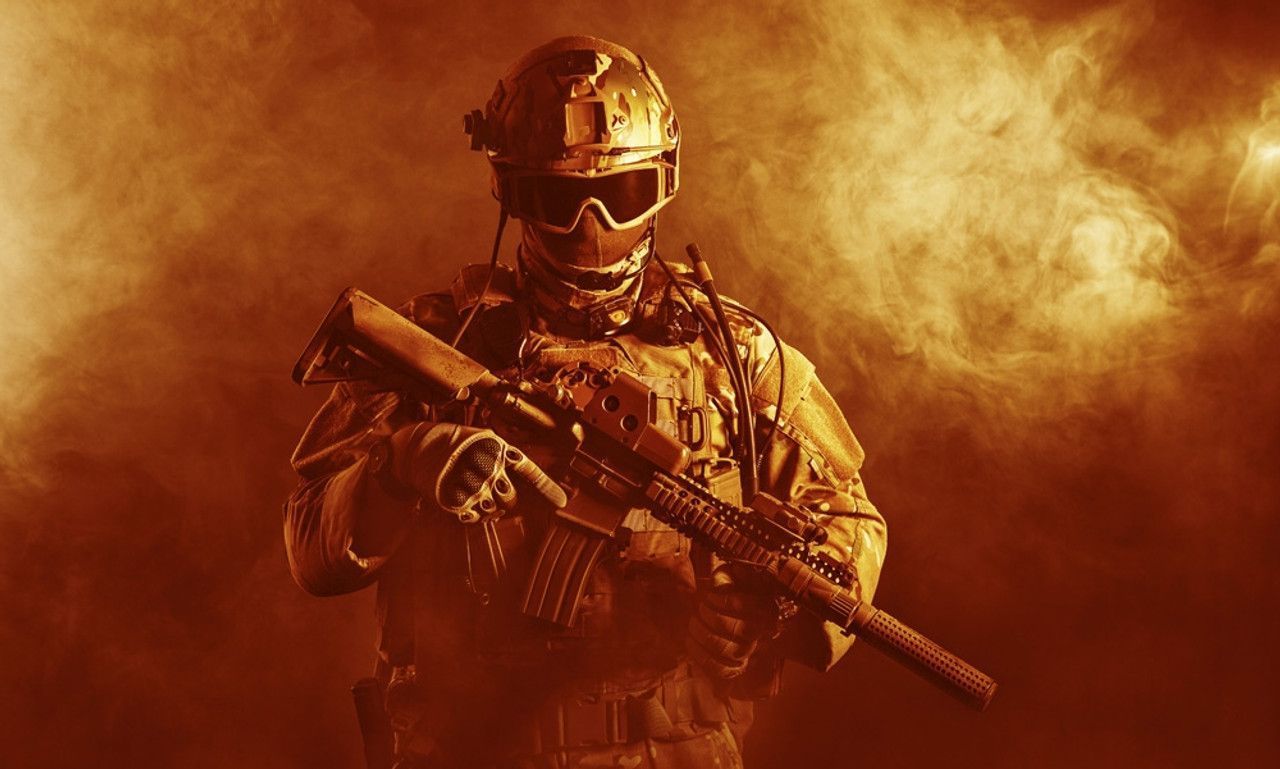 1280x769 Special Forces Soldier With Rifle On Dark Background. Poster Print By Oleg Zabielin Stocktrek Image # VARPSTZAB100488M