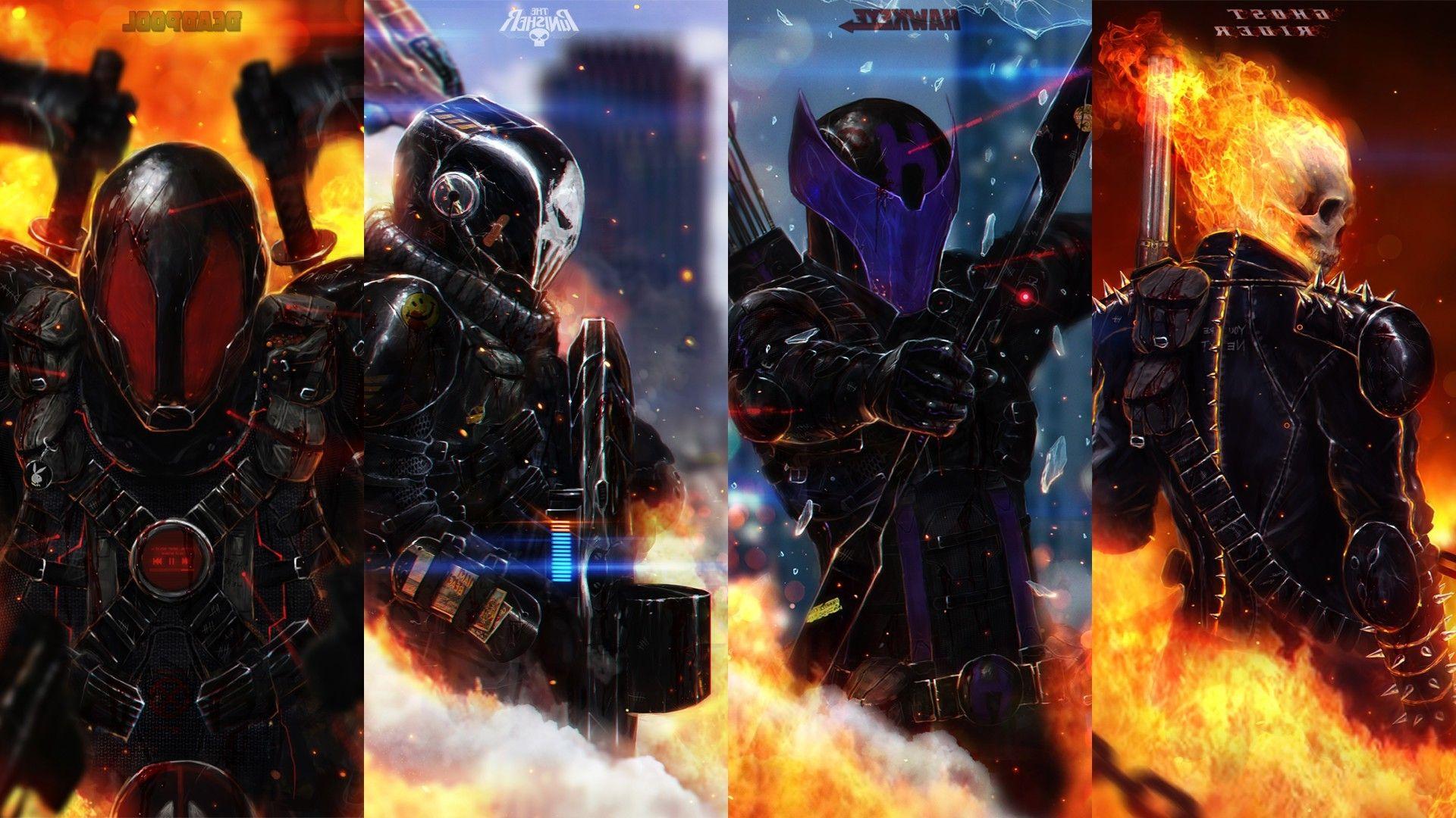 1920x1080 Hawkeye, Ghost Rider, The Punisher, Deadpool Wallpaper HD / Desktop