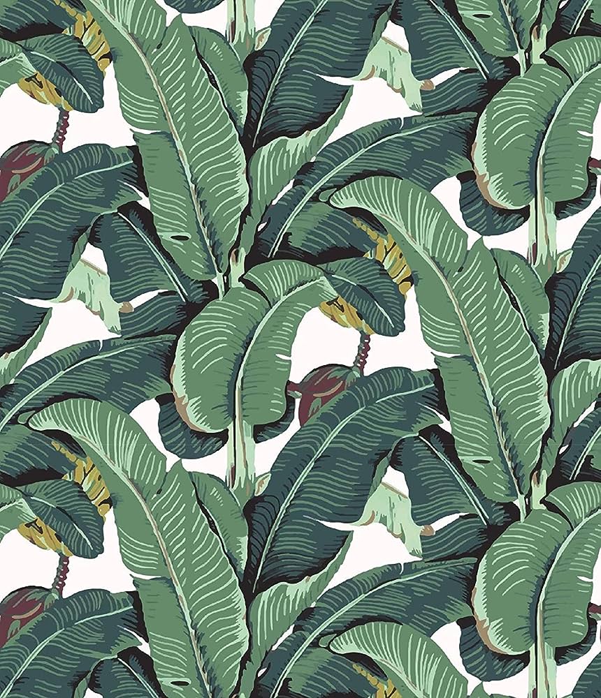 860x1000 Meihodan Tropical Palm Leaf Peel and Stick Wallpaper Green Banana Leaves Self Adhesive Wall Paper Removable Contact Paper for Living Room 17.7in x 9.8ft