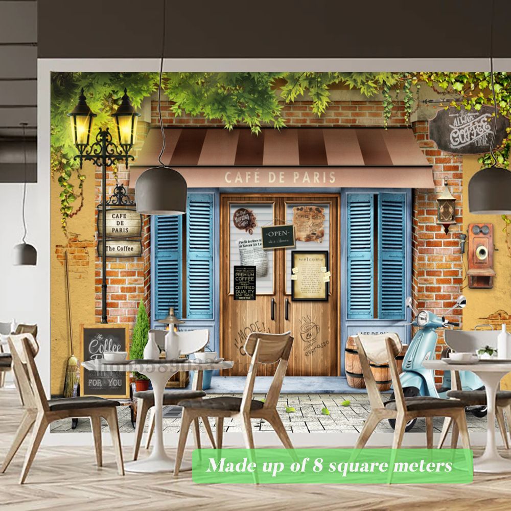 1000x1000 Paris Cafe Large Wall Painting Wall Paper Coffee House Restaurant Background Aesthetic Decoration Home Renovation Mural Wallpape