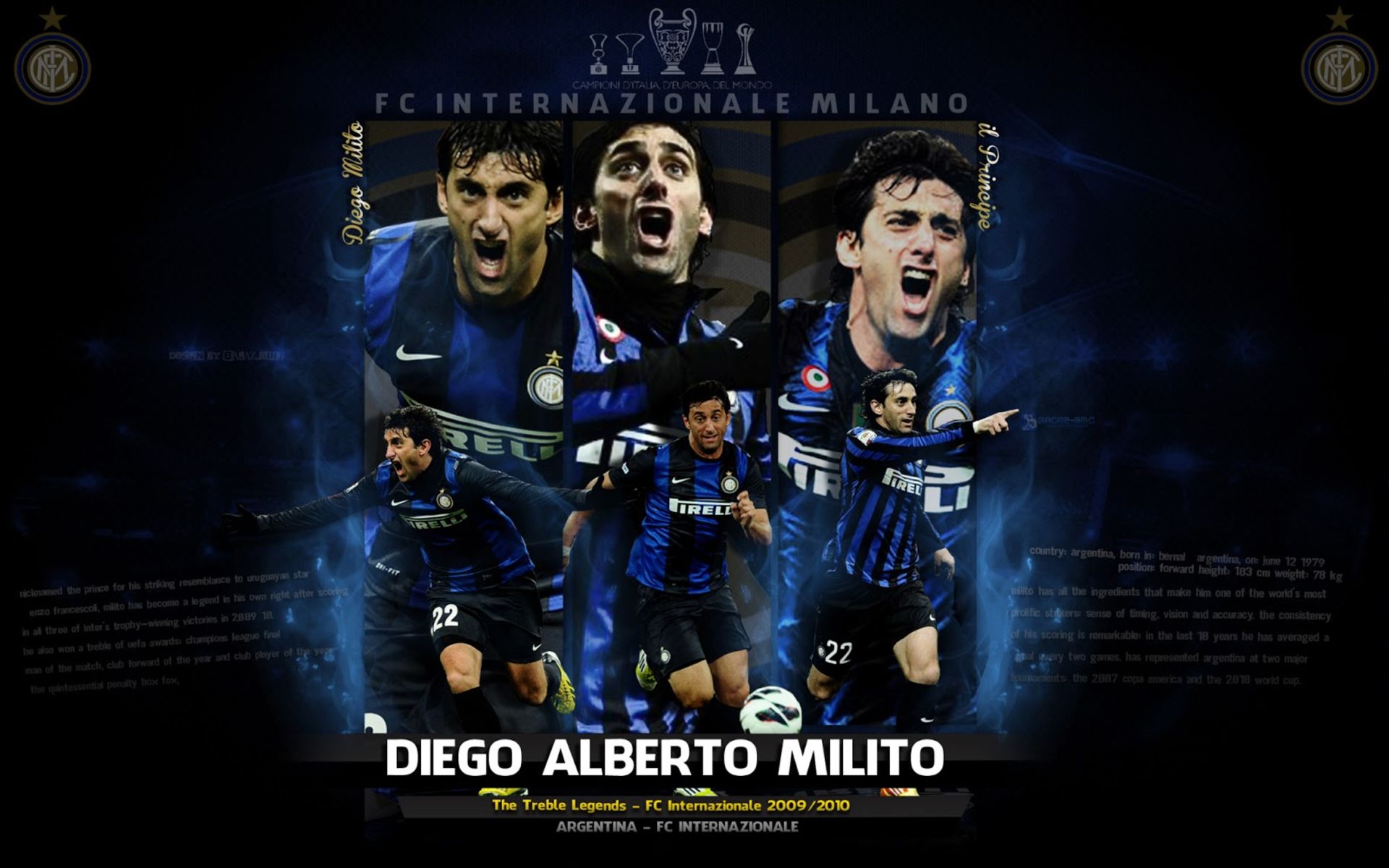 1920x1200 HD desktop wallpaper: Sports, Soccer, Inter Milan, Diego Milito download free picture