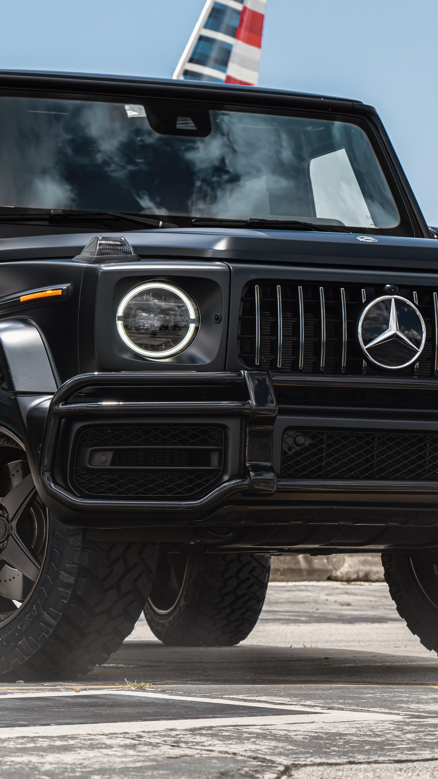 1440x2560 Download Mercedes G class, Mercedes, G AMG, Black, Airport, Plane Wallpaper in 1440x2560 Resolution