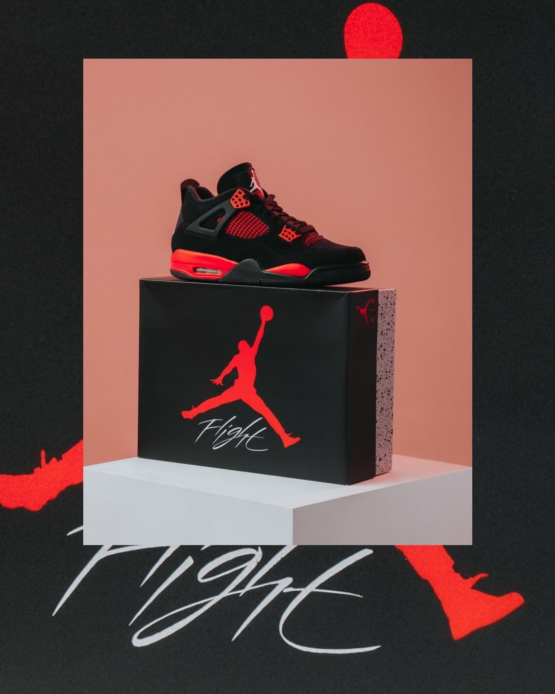1080x1350 Jordan 4 Red Thunder Wallpaper