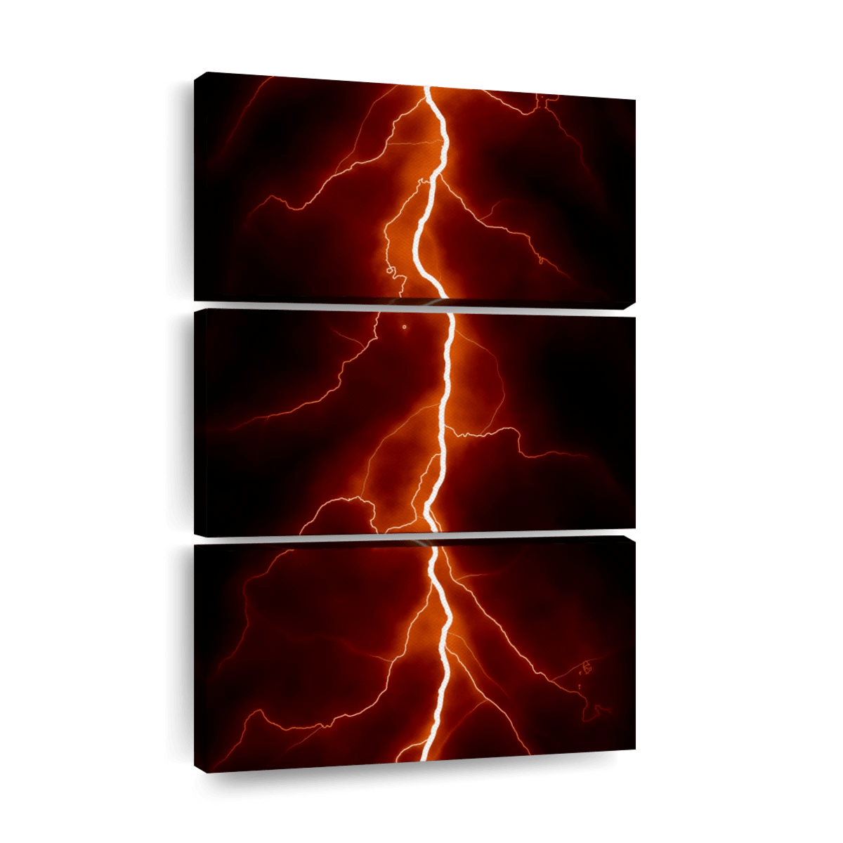 1200x1200 Red Lightning Strike Wall Art