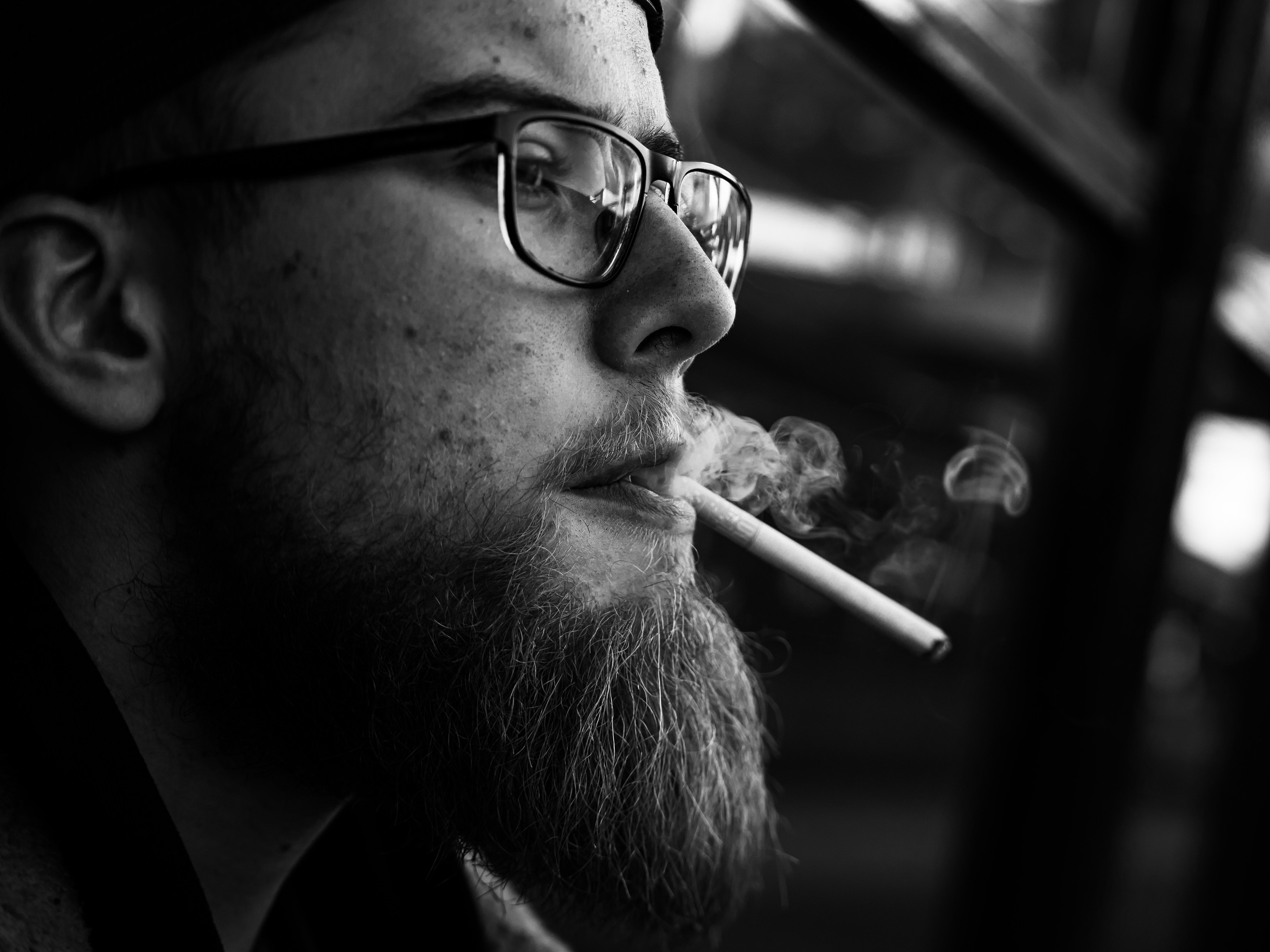 5184x3888 A Bearded Man Smoking a Cigarette · Free