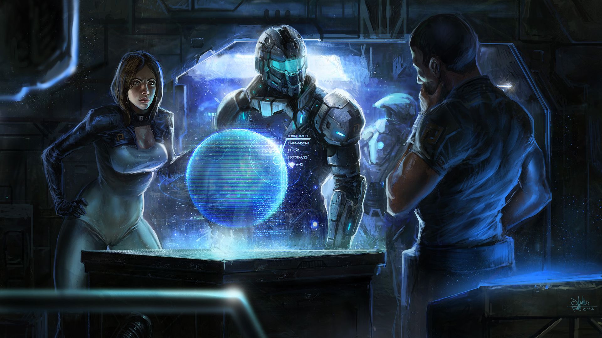 1920x1080 1920x1080 armor, mass effect, command center, guys, girl, Art.me!