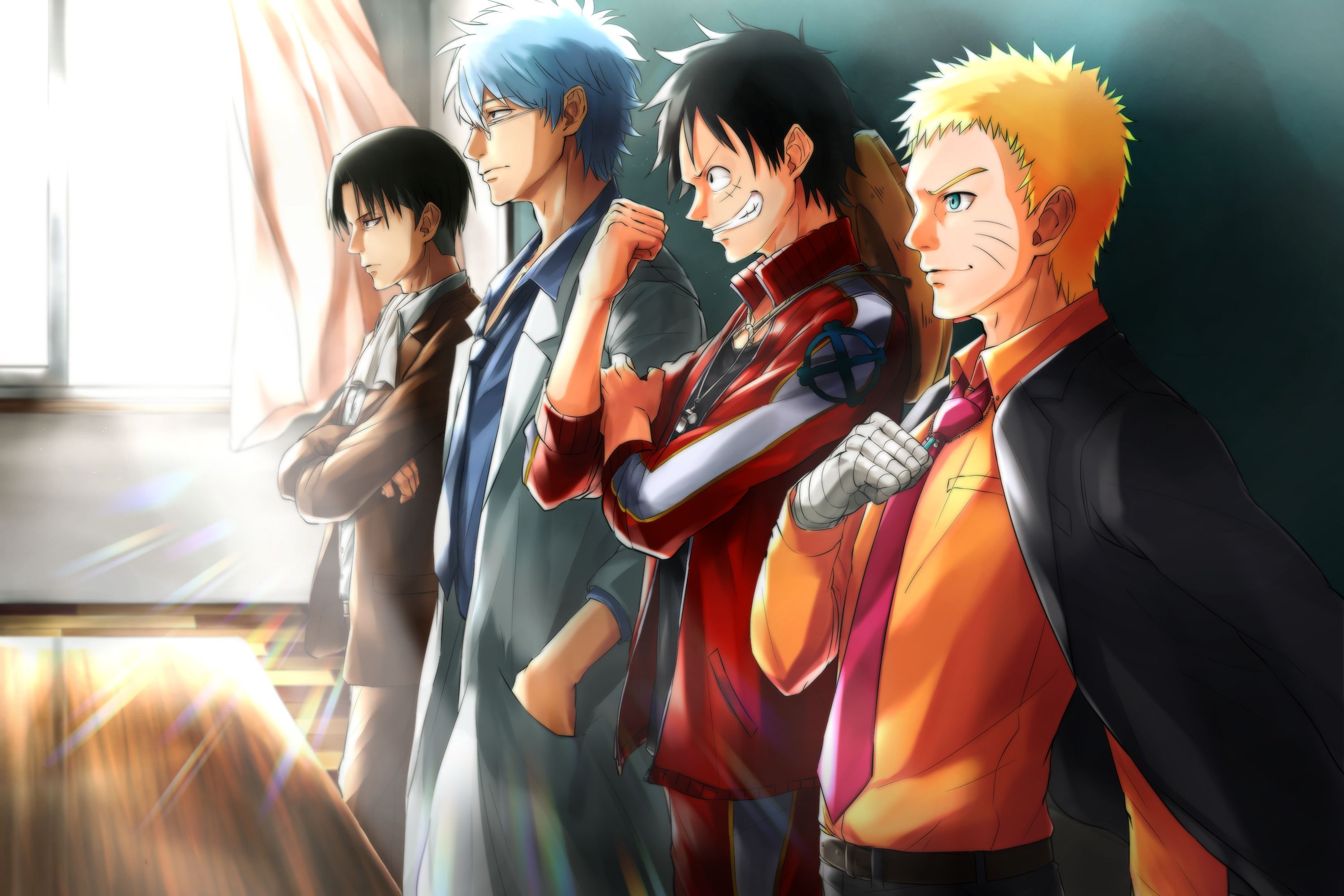 3000x2000 Attack On Titan Gintama Gintoki Sakata Levi Ackerman Monkey D Luffy Naruto Naruto Uzumaki One Piece Wallpaper:3000x2000