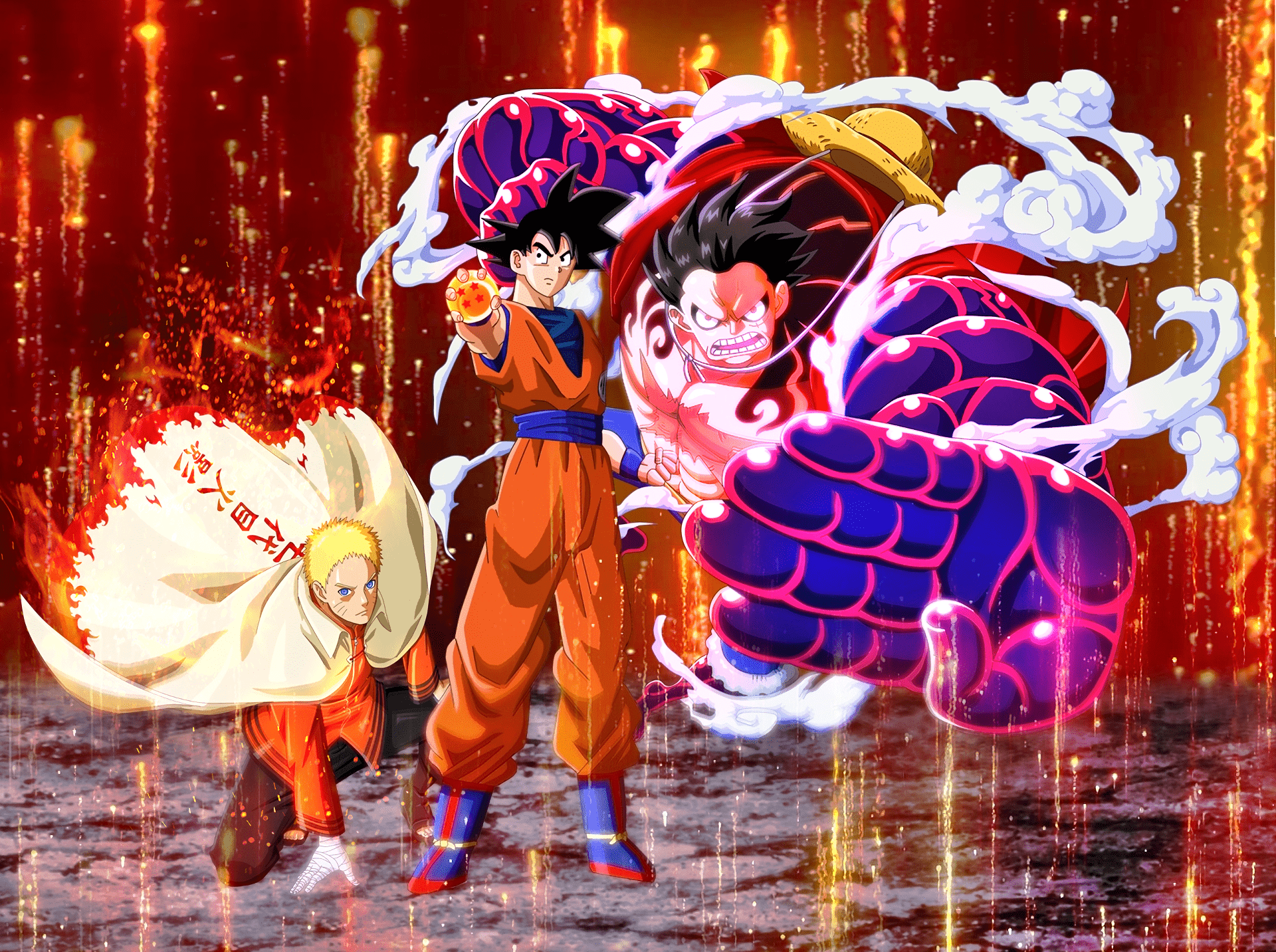1920x1433 Wallpaper / crossover, Son Goku, Monkey D. Luffy, Uzumaki Naruto, Boruto: Naruto Next Generations, One Piece, Dragon Ball, Jump Force free download