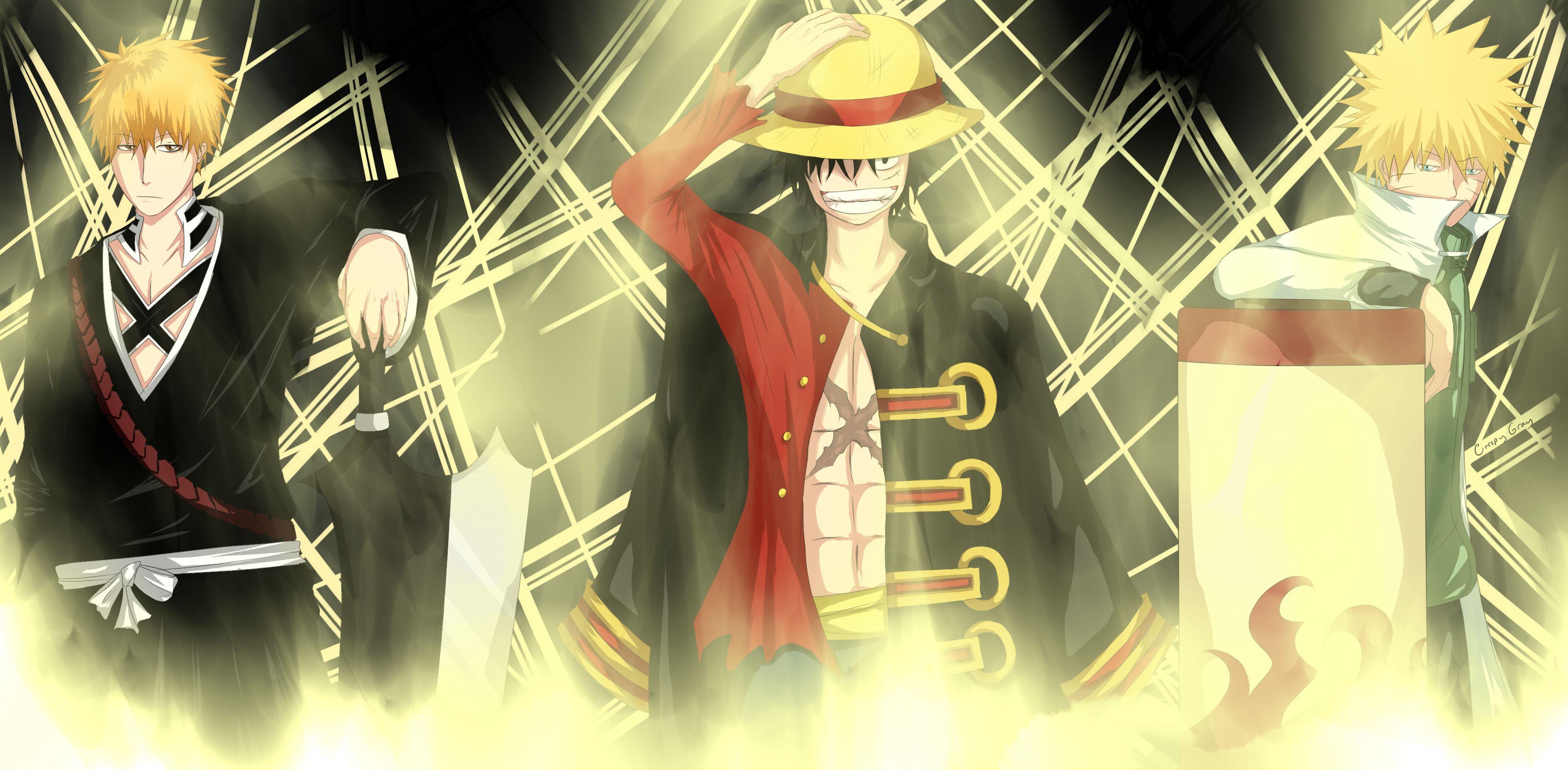 3562x1750 Bleach And One Piece Wallpaper
