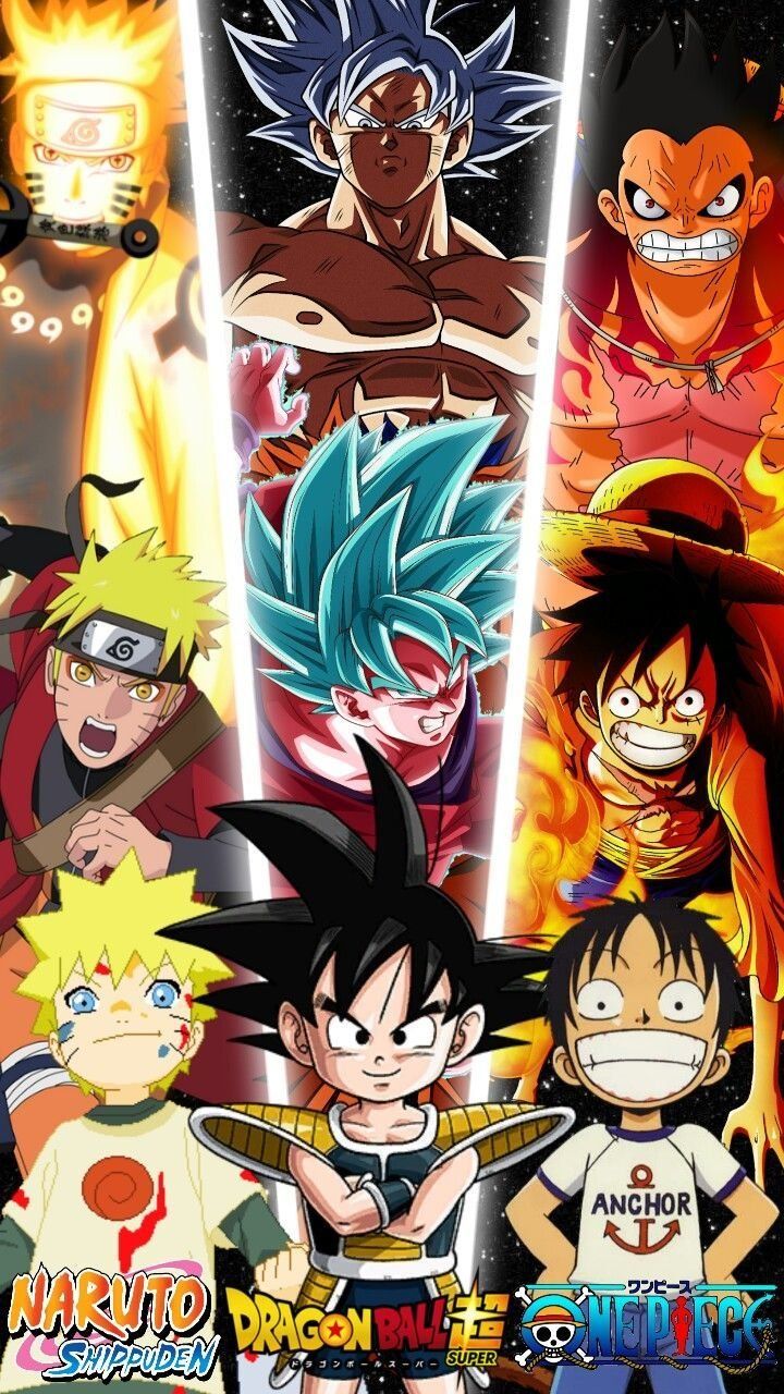 720x1280 One piece and naruto and goku Wallpaper Download