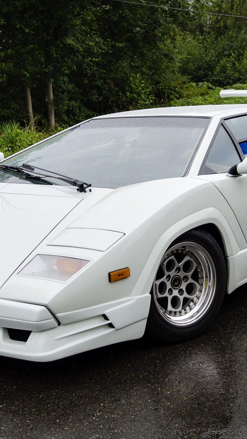 800x1420 Download wallpaper 800x1420 lamborghini, countach, white, side view