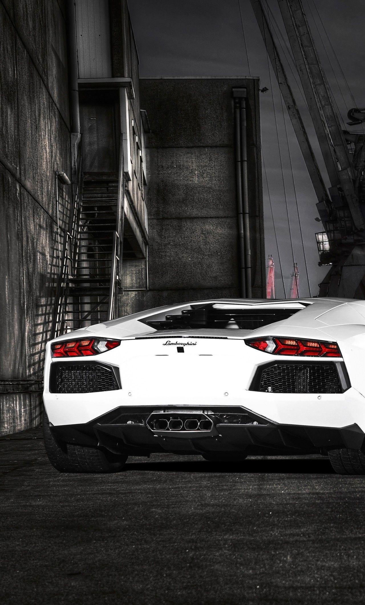 1280x2120 White Lamborghini Aventador Rear 5k iPhone HD 4k