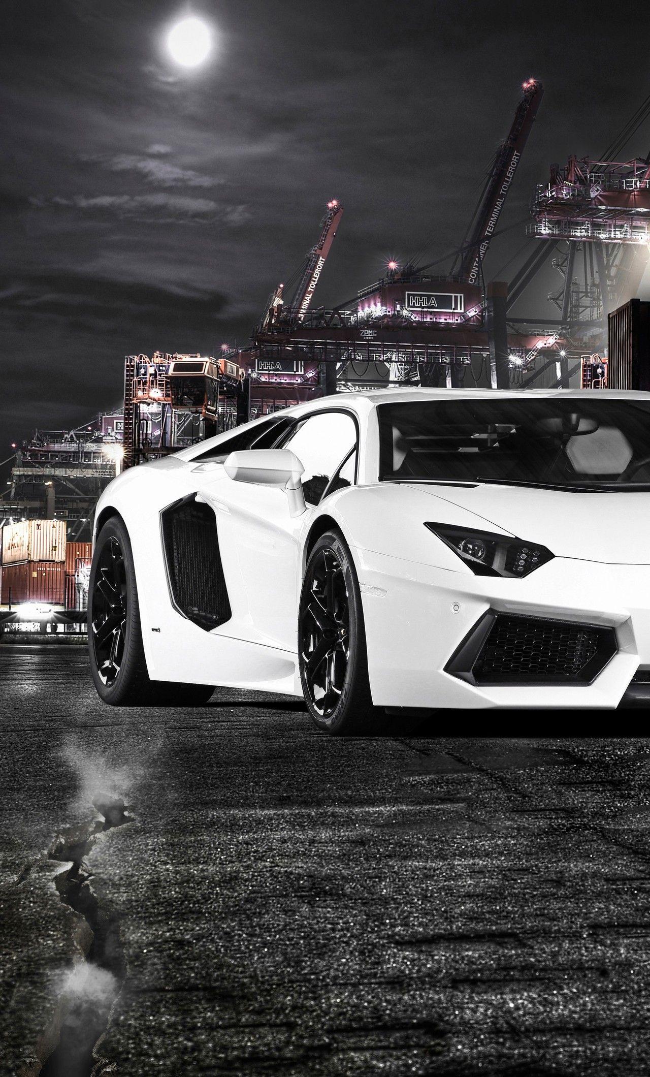 1280x2120 White Lamborghini Aventador 5k New iPhone HD 4k