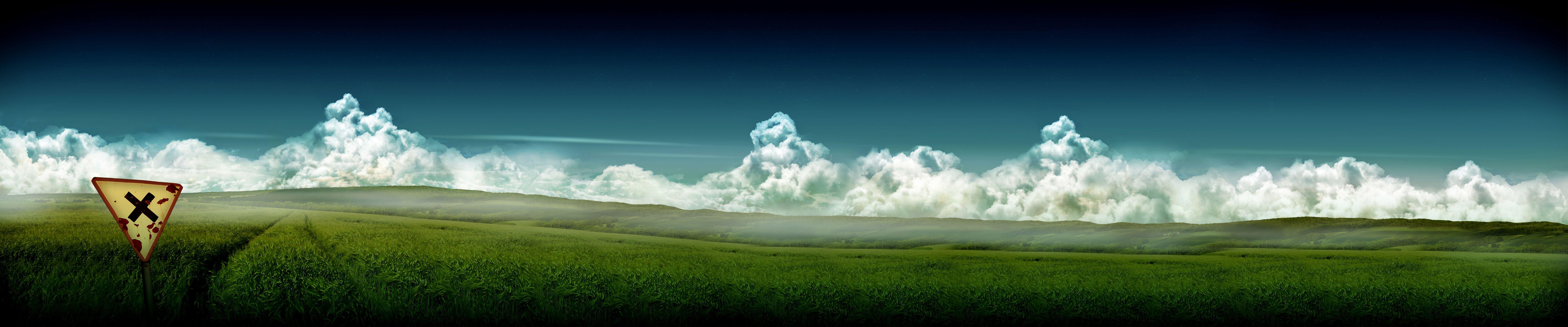 triple Monitor Screen Wallpaper Cloud Sky Ciel Nuage Abstract  Abstrait 