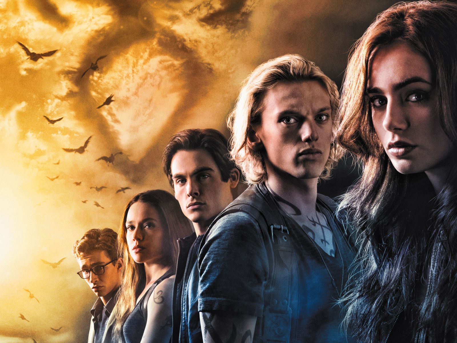 1600x1200 The Mortal Instruments City Of Bones Jonathan Rhys Meyers Jamie Campbell Bower Robert Sheehan Lily C Wallpaper:1600x1200