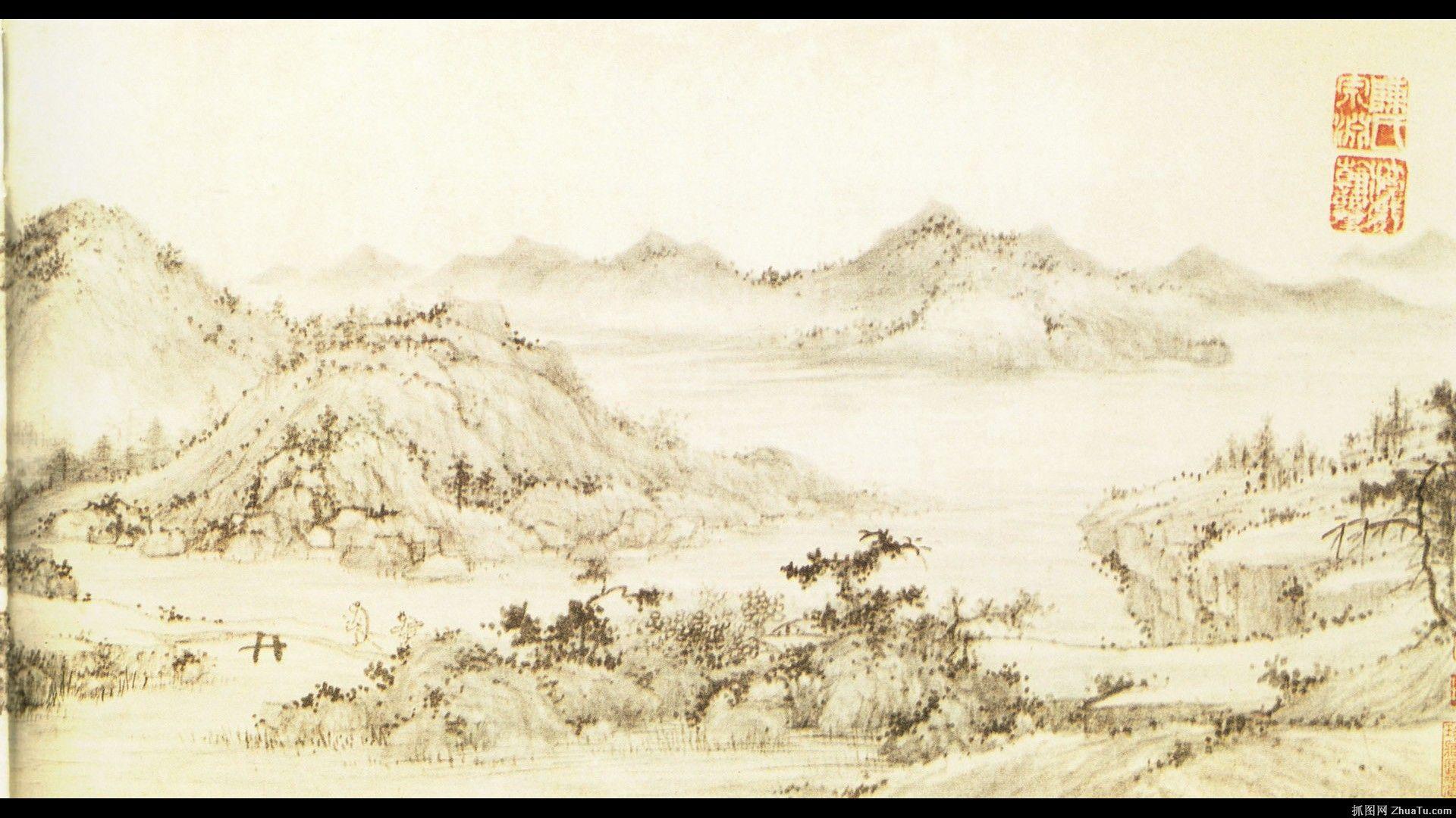 1920x1080 Design, wallpaper, landscape, painting, shanshui, chinese