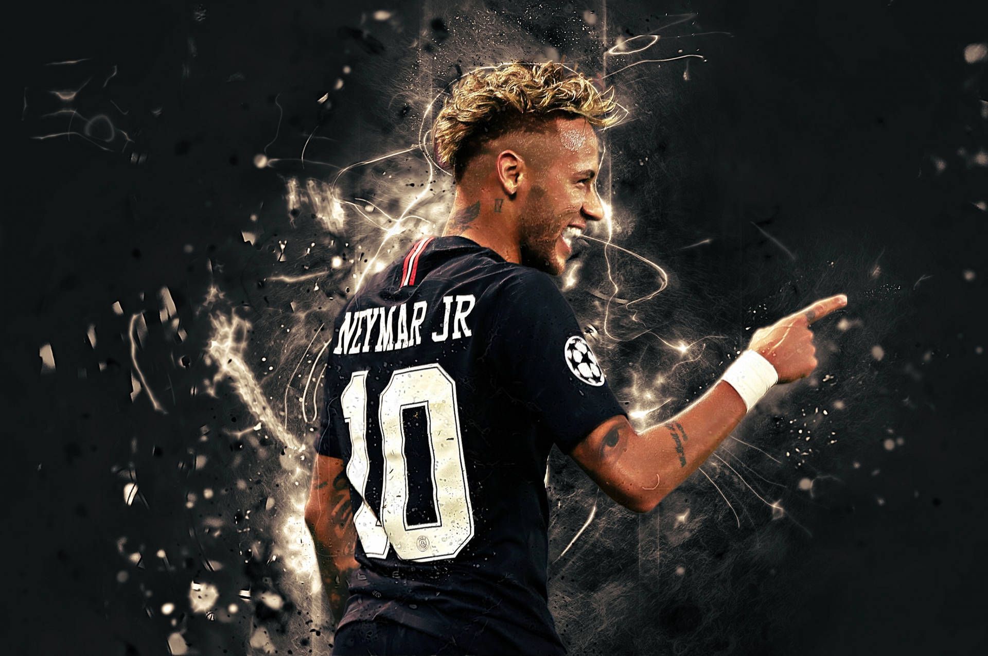 1920x1275 Download Neymar In Black Glitch Fan Art Wallpaper