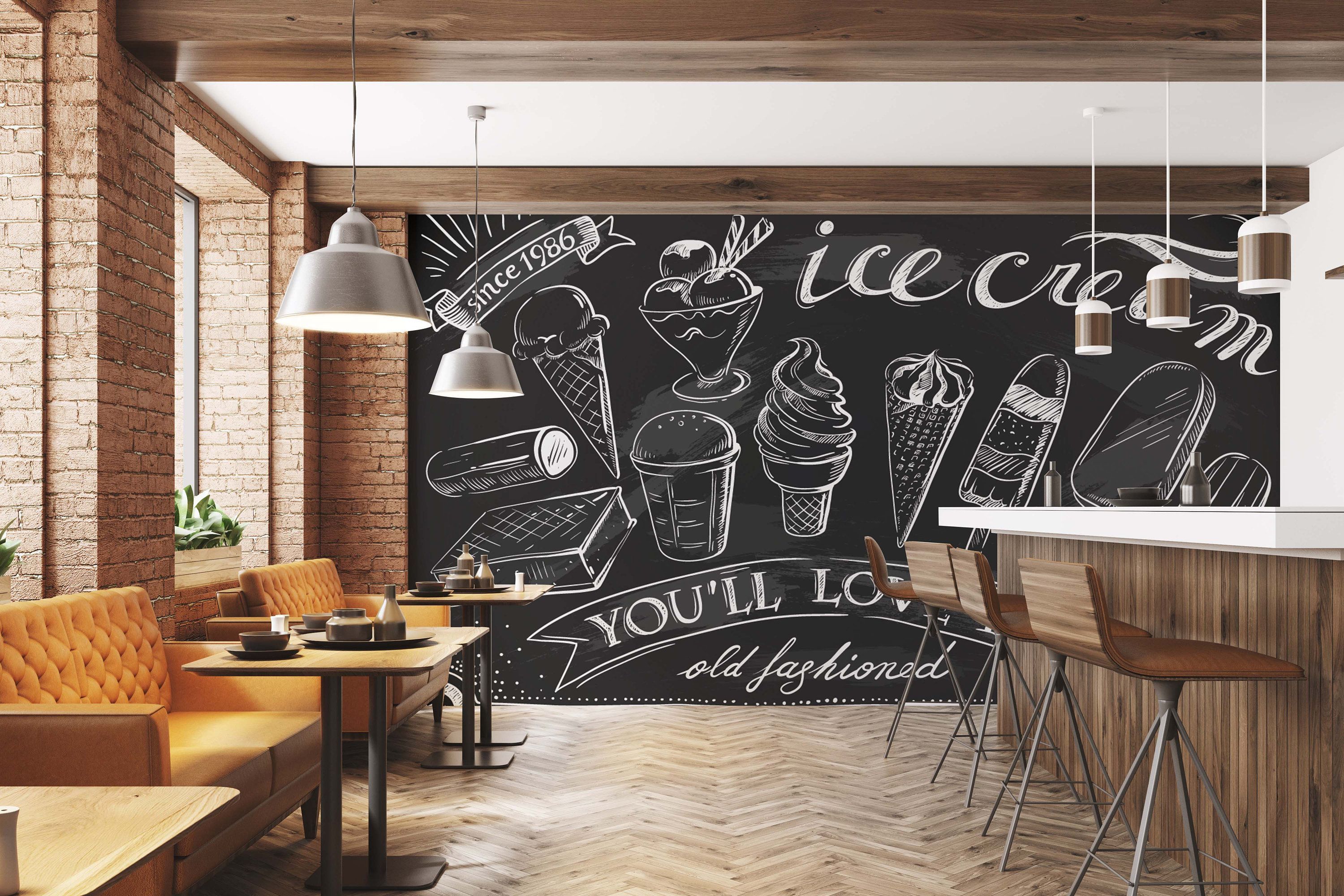 3000x2000 Ice Cream Wallpaper Cafe Wallpaper Peel and Stick Removable