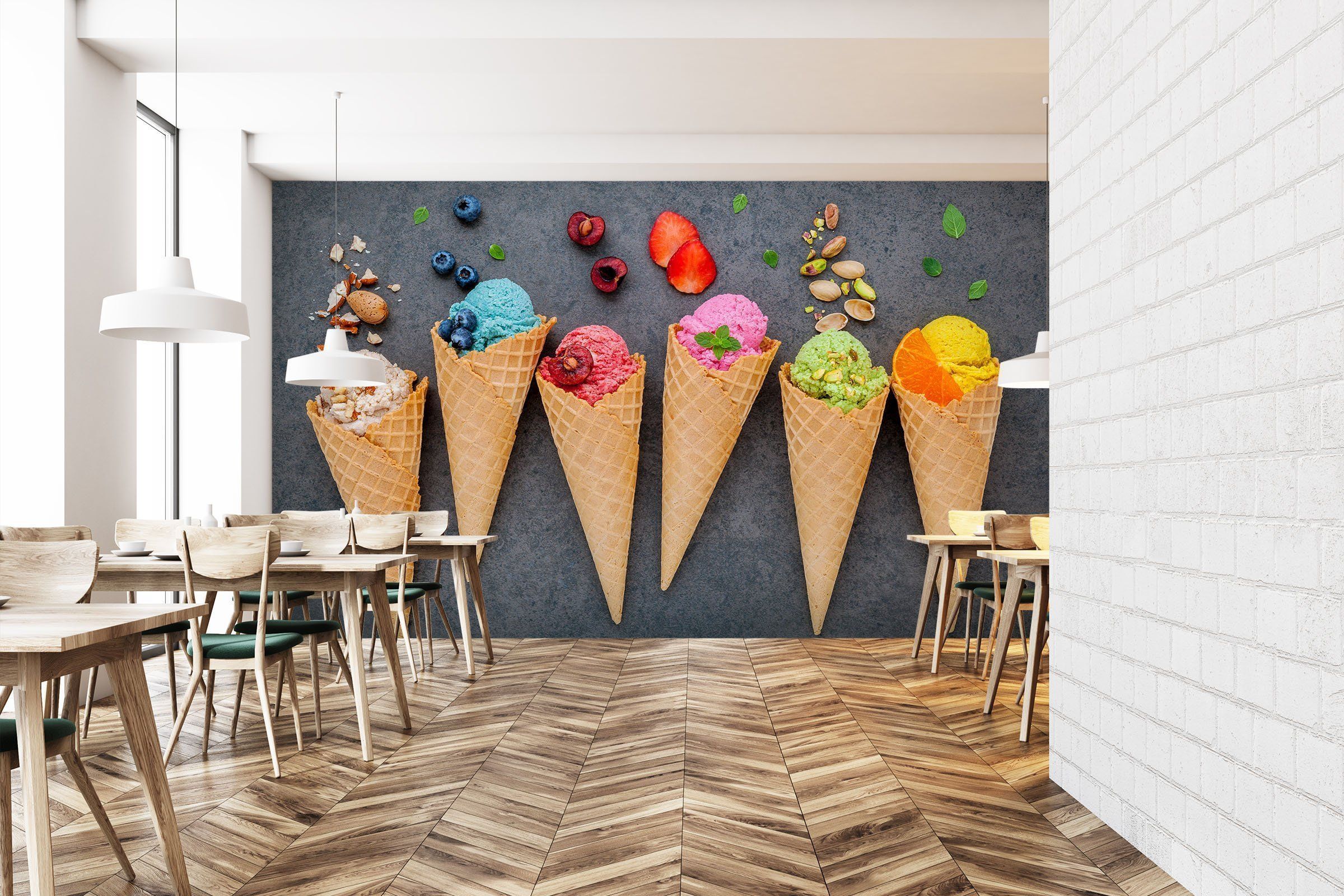 2400x1600 Custom Wall Mural. Ice cream wallpaper, Coffee shop design, Ice cream theme
