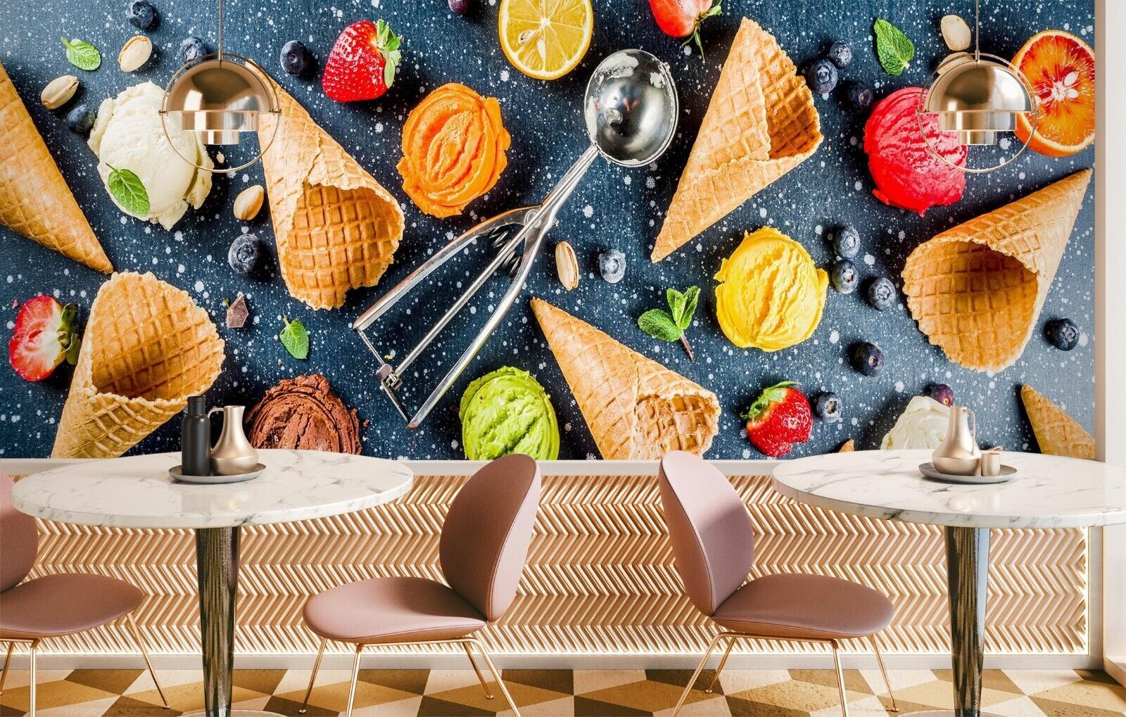 1600x1019 3D Ice Cream Shop 626 Wallpaper Mural Wall Print Wall Wallpaper Murals US Honey
