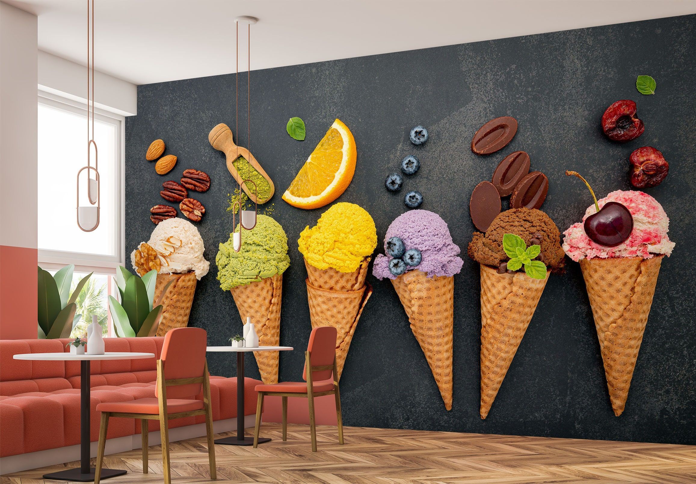 2314x1610 3D Matcha Ice Cream L17075 Commercial Removable Wallpaper Self
