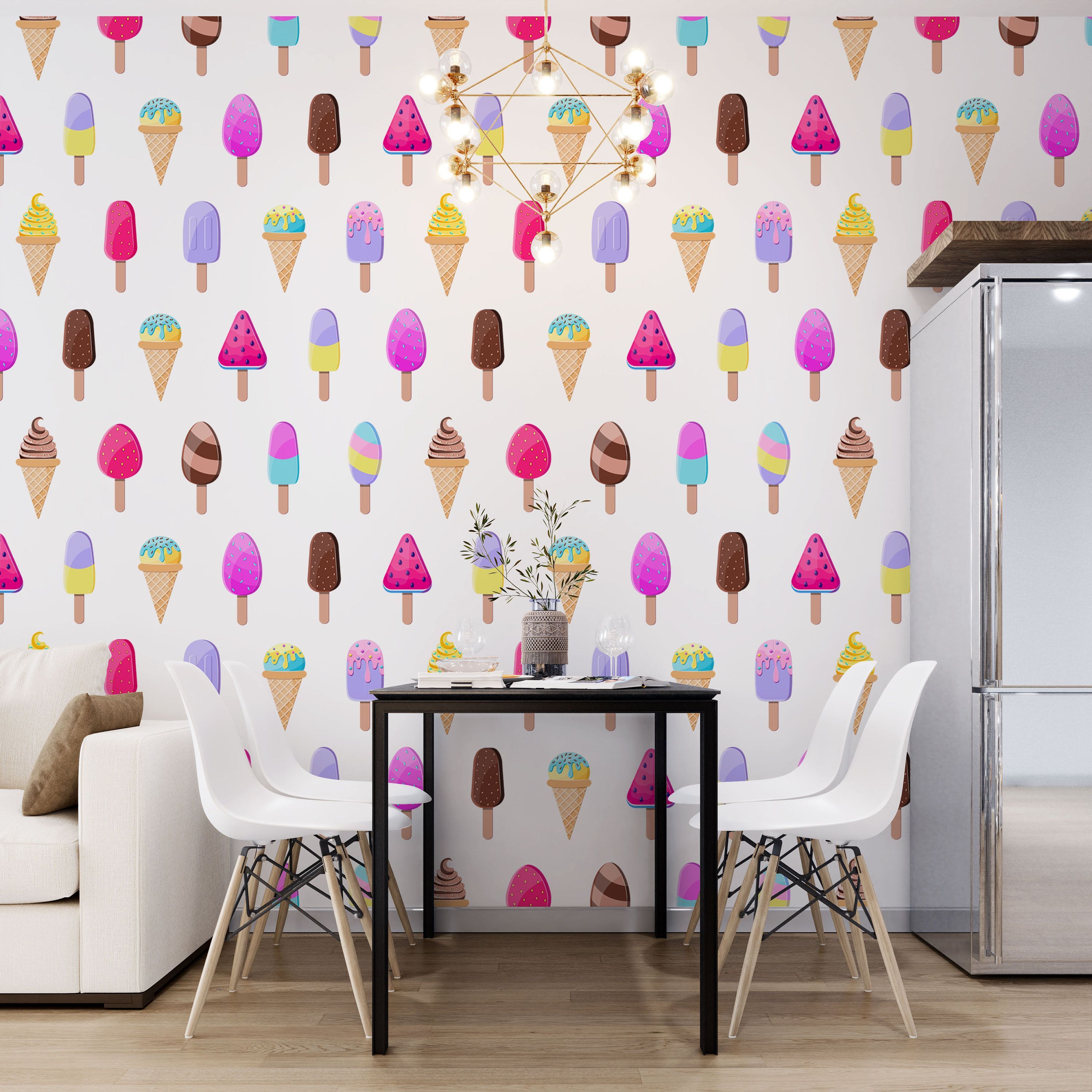 3000x3000 Ice Cream Parlour Wall Design Ice Cream Stickers Removable