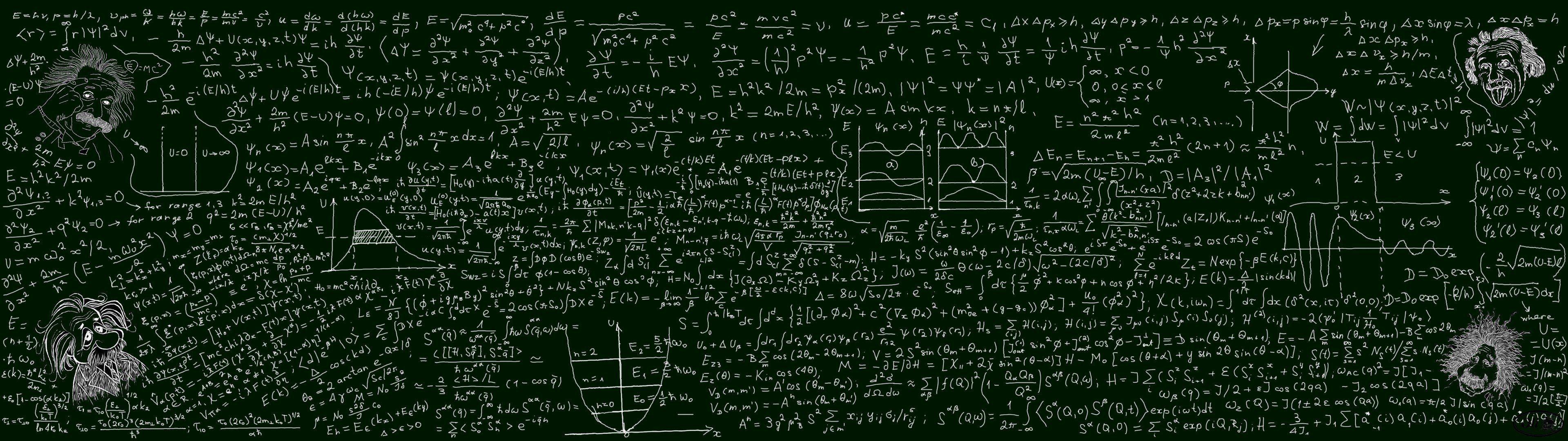 3840x1080 Albert einstein dual monitor screen tableau craie board chalk math