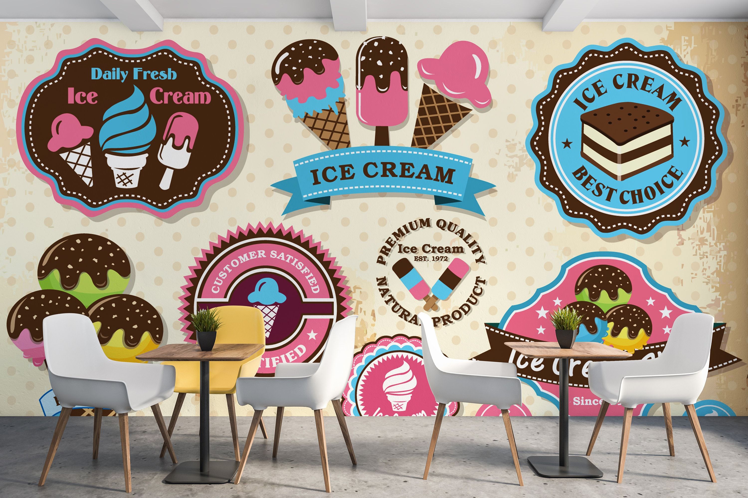3000x2000 Fresh Ice Cream Wallpaper Peel and Stick Cafe Wallpaper