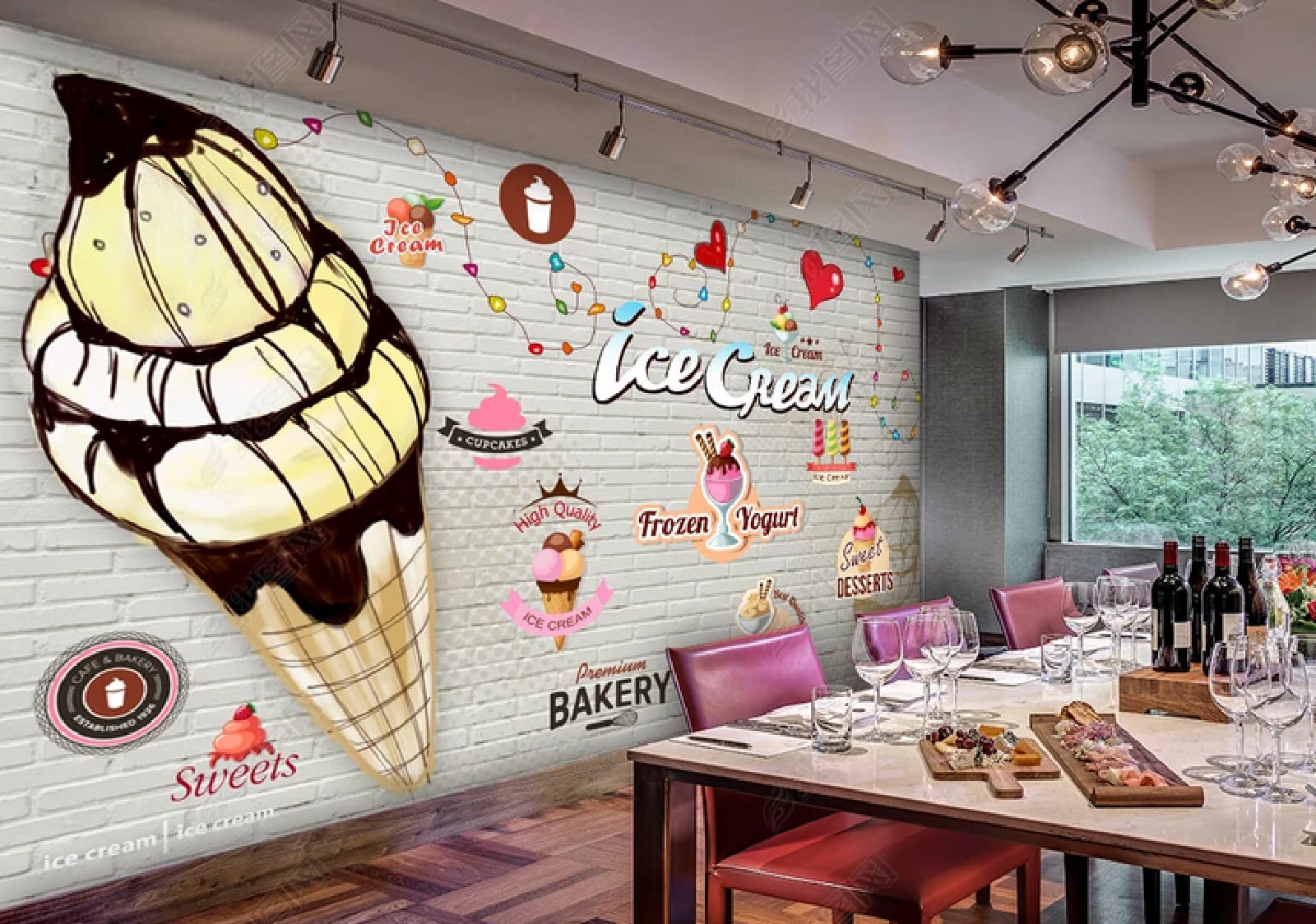 1600x1124 Wallpaper Brick Wall Ice Cream Parlour Gourmet Tooling Background Mural Wallpaper 150 x 105 cm : Amazon.de: DIY & Tools