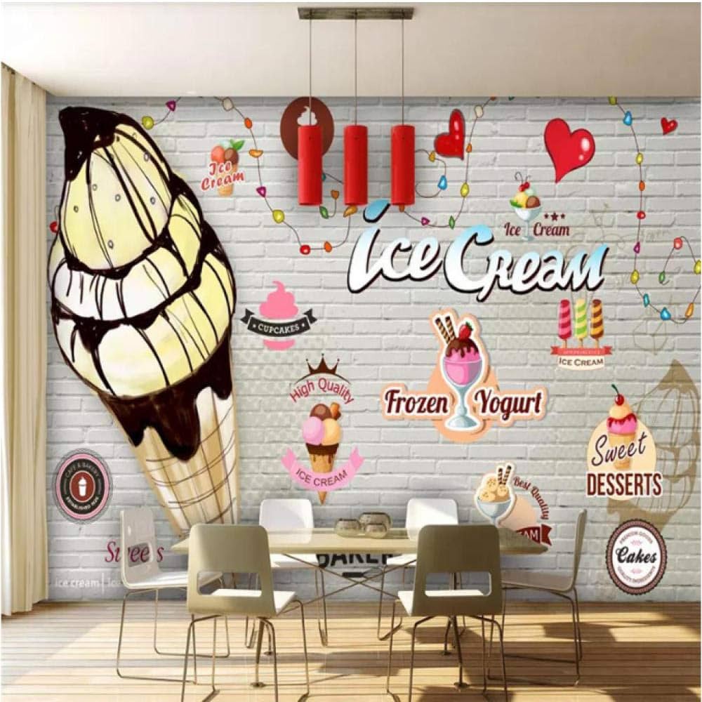 1000x1000 Sasdasld 3D Wallpaper Mural Fashion Brick Wall Ice Cream Shop Gourmet Tooling Background Wall Advanced Waterproof Material 250cmx175cm: Buy Online At Best Price In UAE