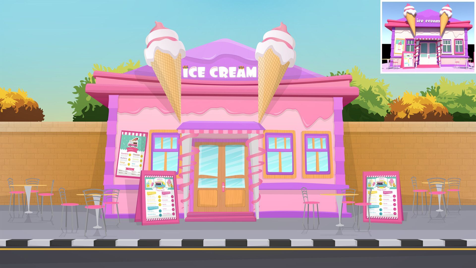 1920x1080 Suzan Magdy Bassuony Cream Shop & Interior Scenery Illustration