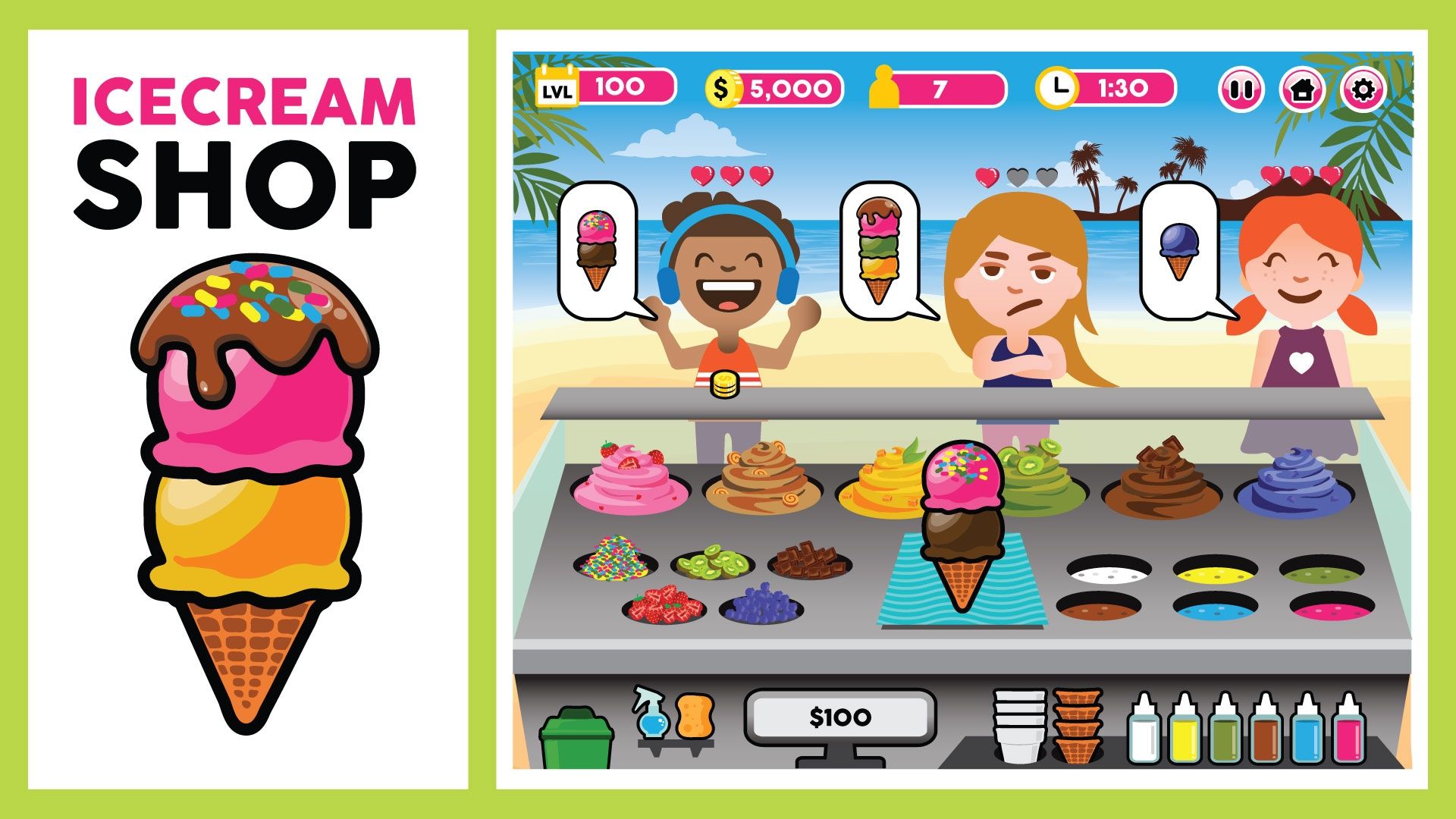 1920x1080 Ice Cream Shop in 2D Assets