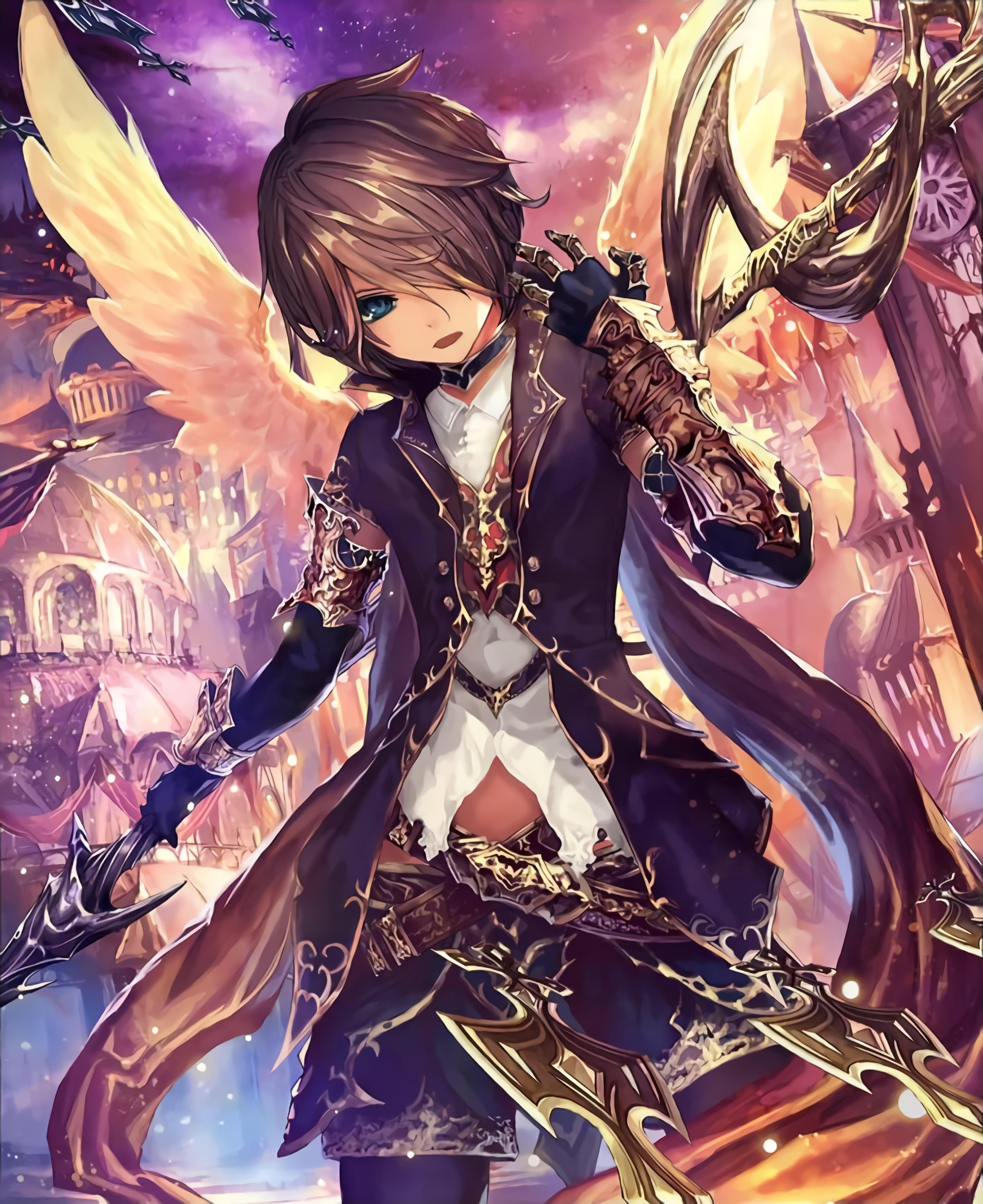 2912x3568 Yellow Haired Female Anime Character Digital Wallpaper, Shingeki No Bahamut, Michael (Shingeki No Bahamut), Anime, Angel HD Wallpaper