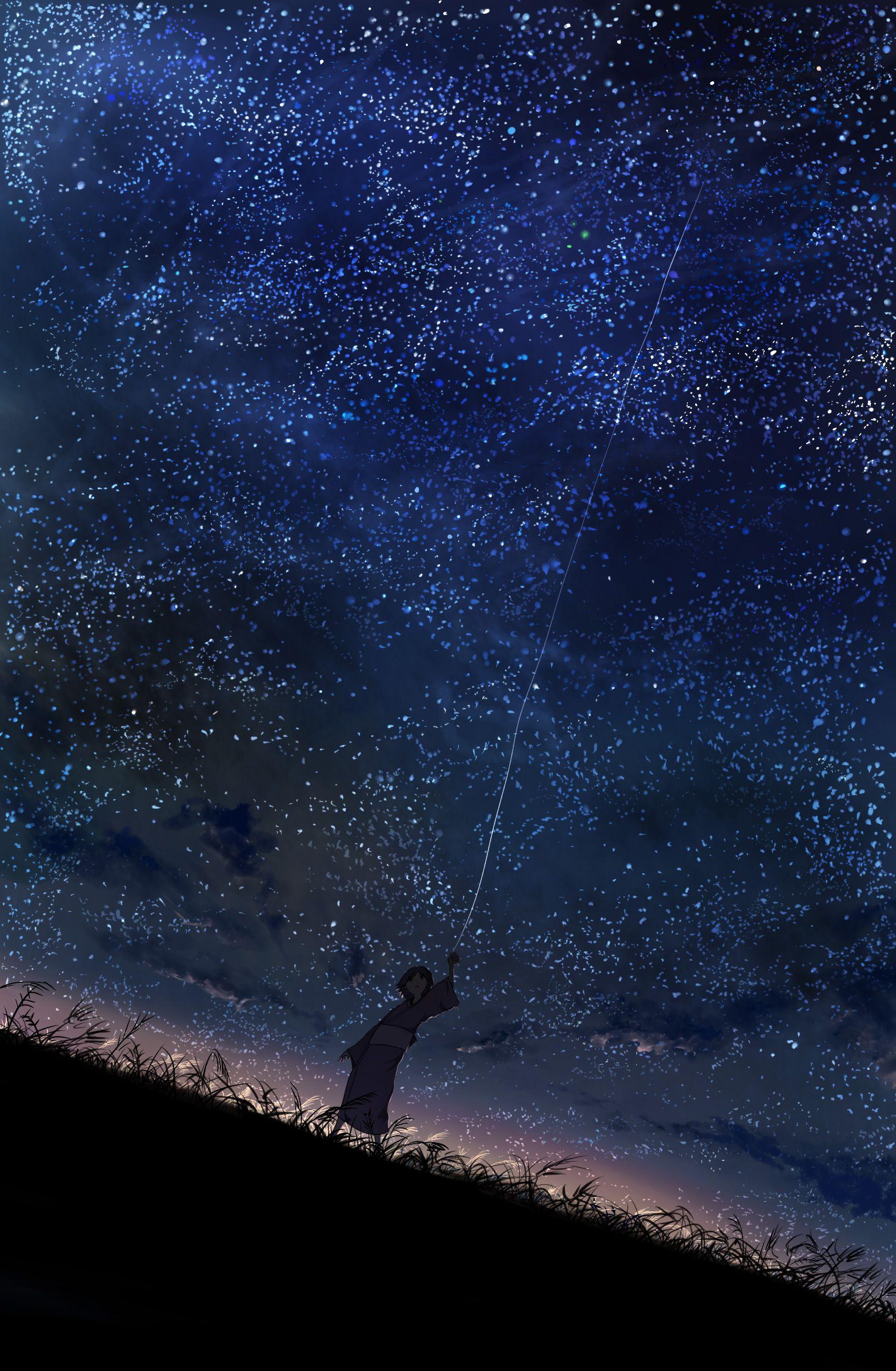 1700x2600 stars, Mushishi, night sky wallpaper