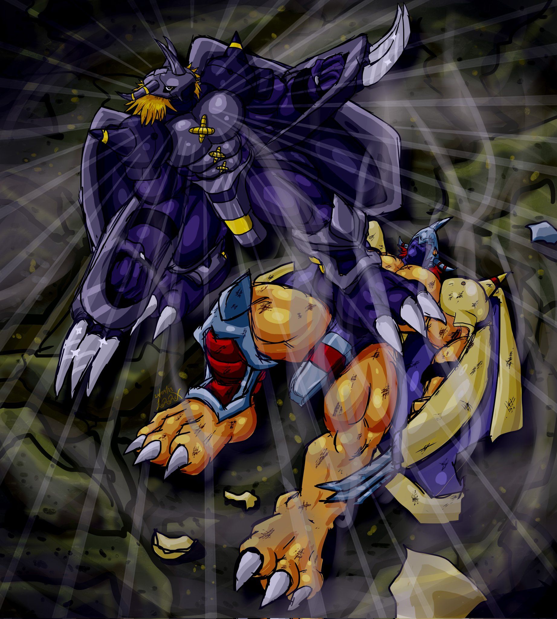 1843x2048 MetallosaurusRex victory for #BlackWarGreymon >83 #Digimon #DIGIMONADVENTURE2020 #WarGreymon #fanart #Agumon