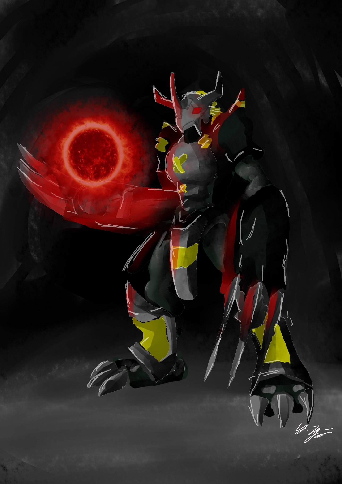 1448x2048 Black Wargreymon Art