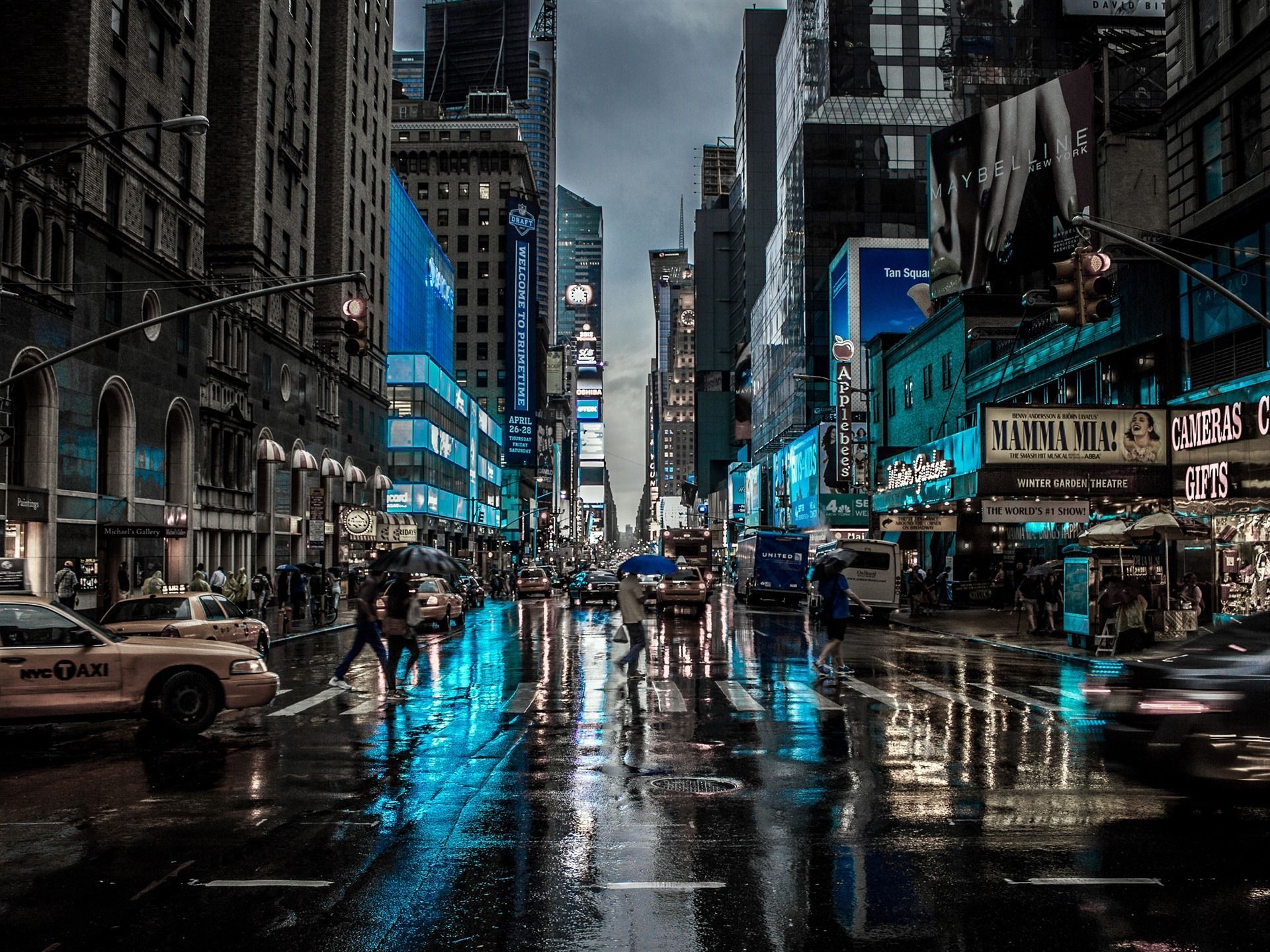 1920x1440 Wallpaper New York, city, night, street, buildings, rain, USA 3840x2160 UHD 4K Picture, Image