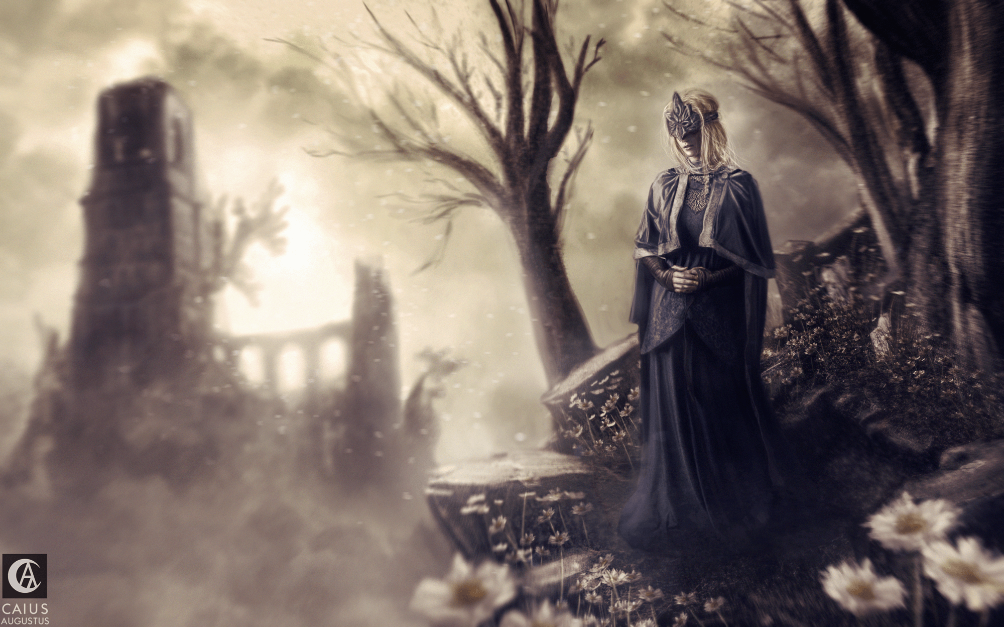 2000x1248 Fire Keeper Painting Wallpaper by Caius Augustus (Brazil) [No Spoilers] [OC]