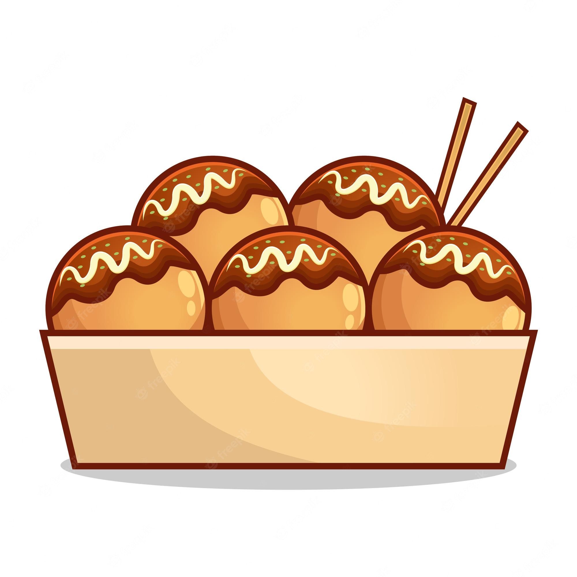 2000x2000 Premium Vector. Cute takoyaki illustration japanese traditional food or snack illustration vector for poster wallpaper printable decorative cartoon flat design art pastel colors on white background template