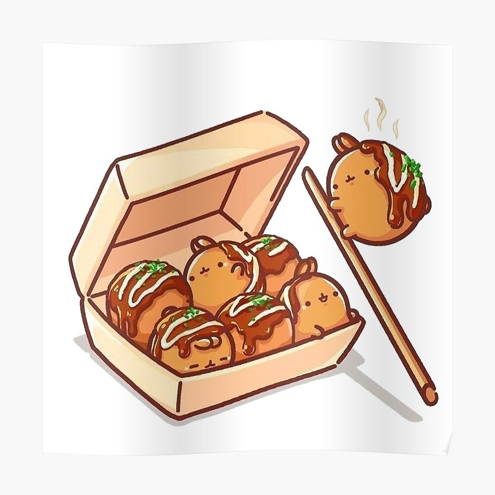 1000x1000 Kawaii Chibi Bunny Takoyaki Sticker