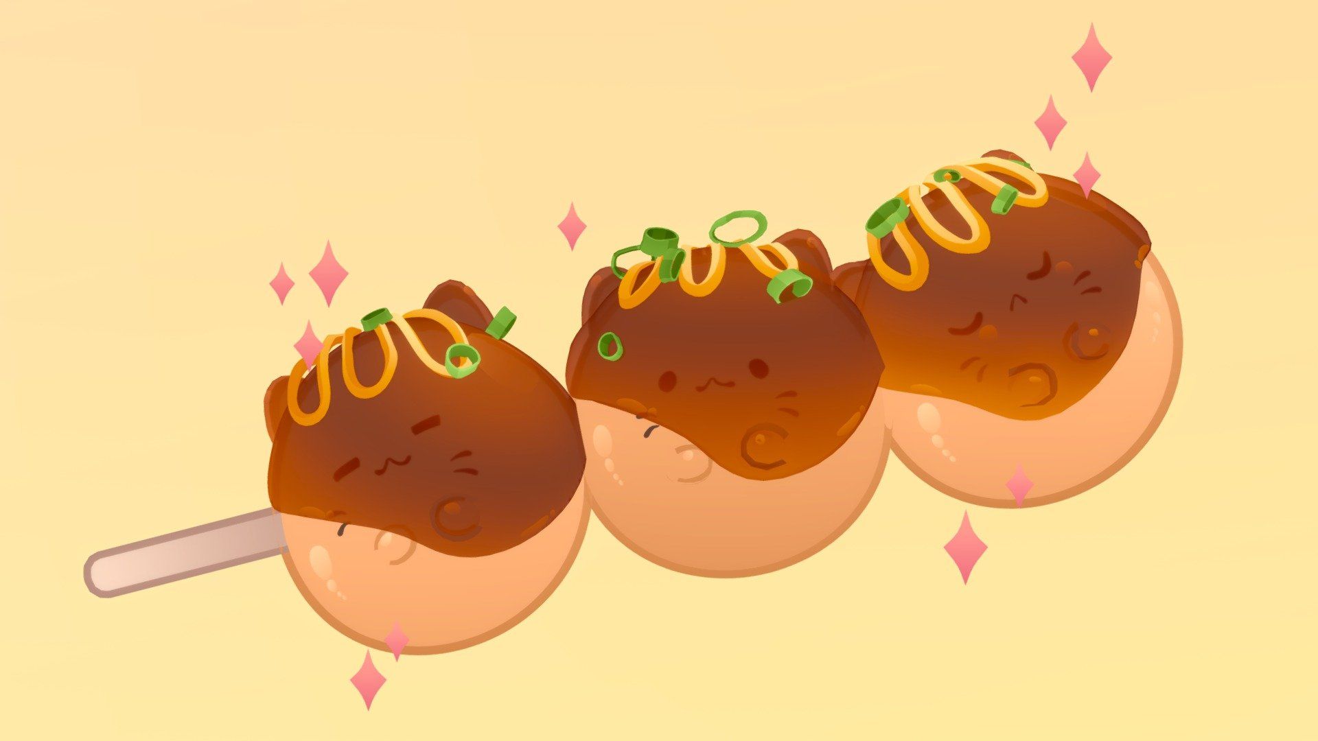 1920x1080 Takoyaki Royalty Free 3D model by Stylized Box [60762fa]