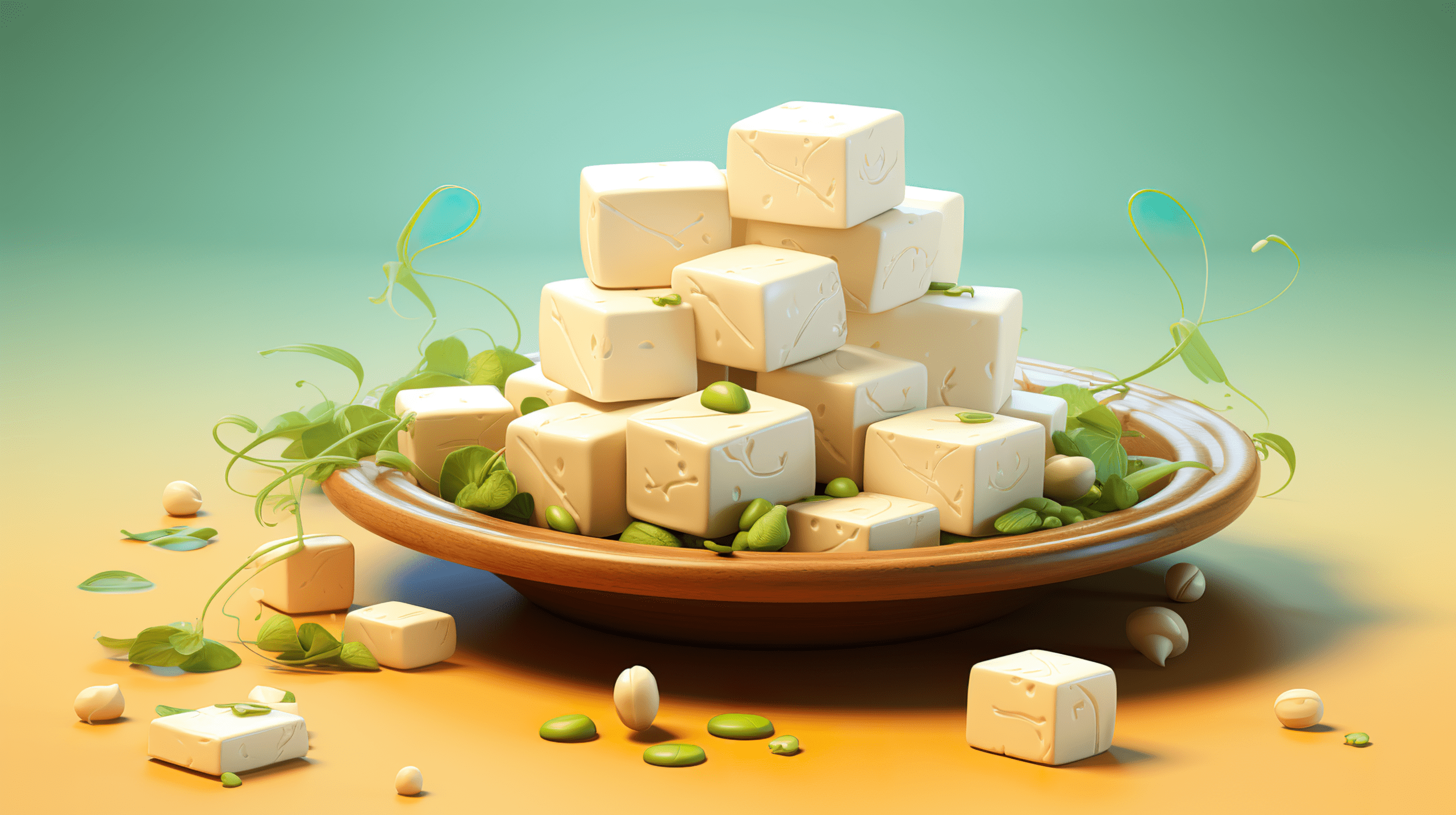 2563x1436 Tofu Illustration Food Wallpaper