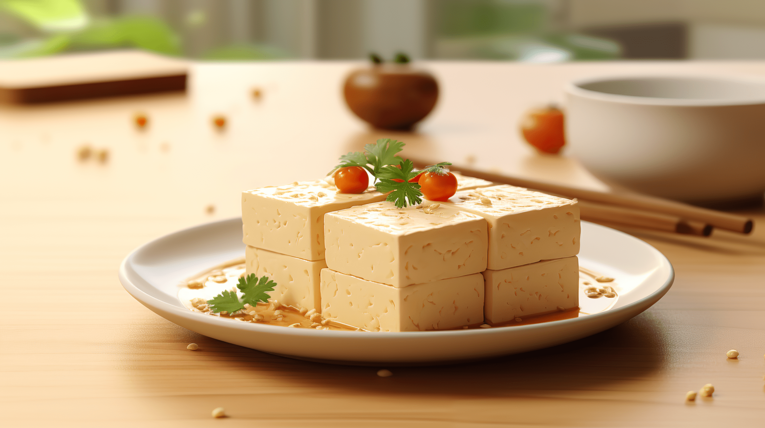 2563x1436 Tofu Illustration Food Wallpaper